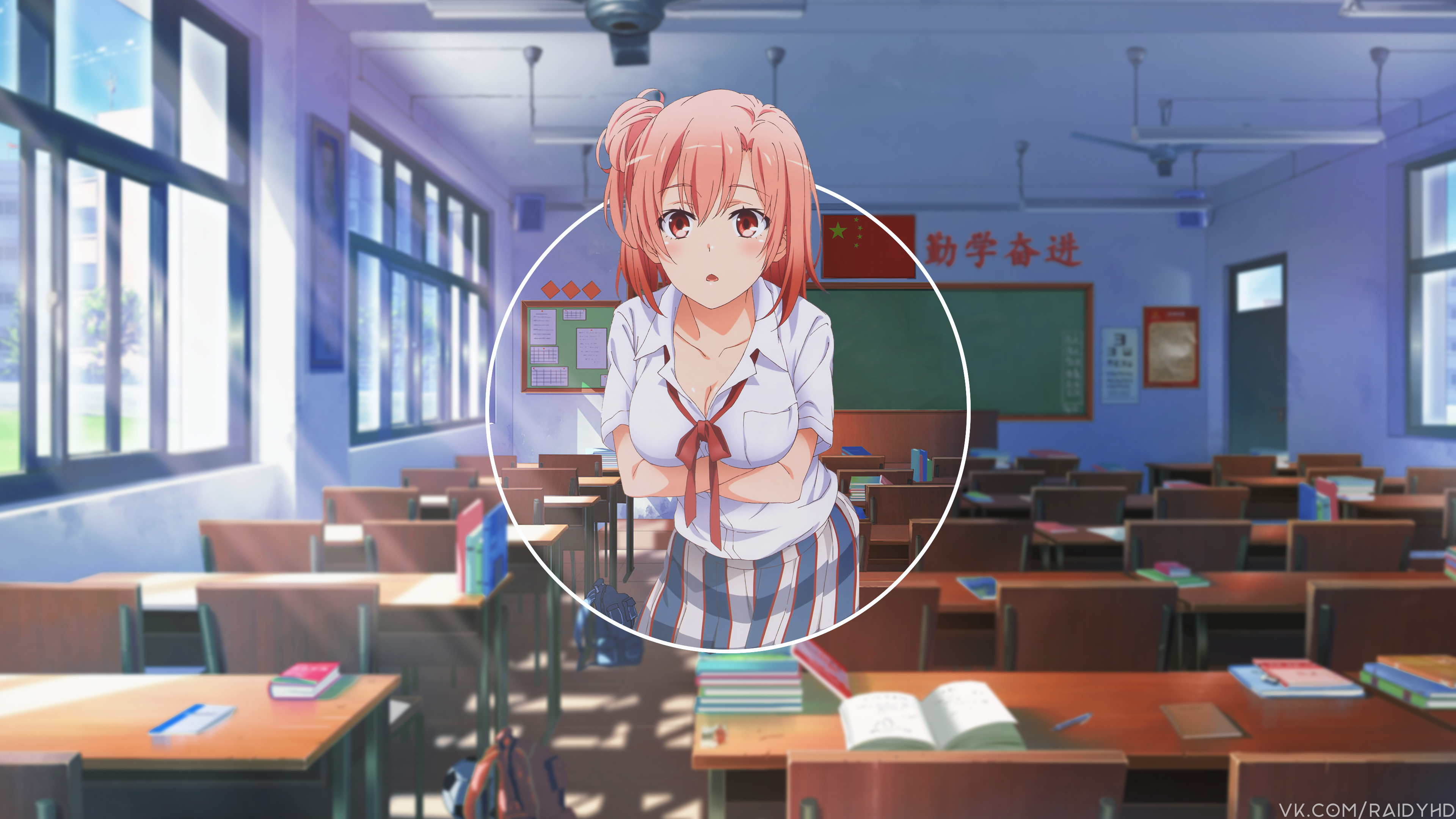 Yui Yuigahama from Yahari Ore no Seishun Love Comedy wa Machigatteiru in classroom HD Wallpaper