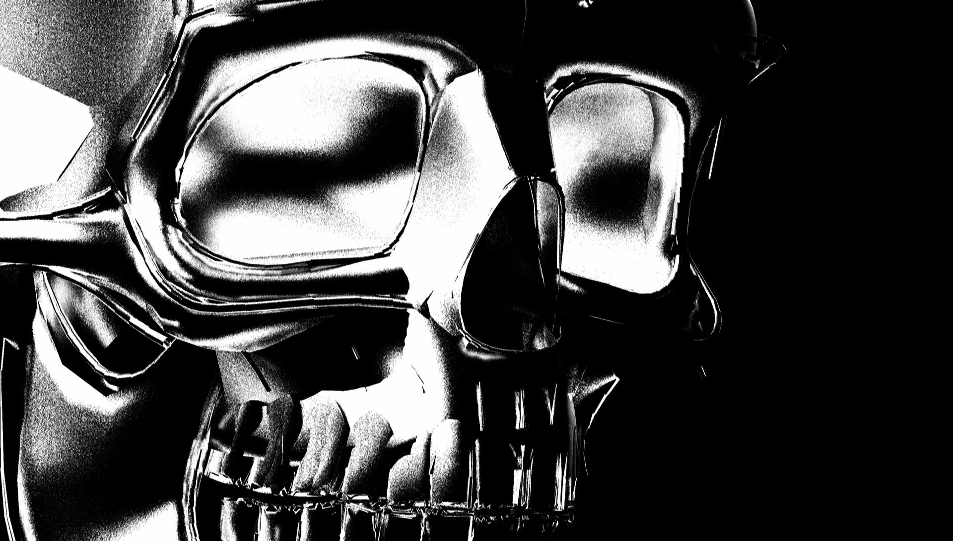 Monochrome metallic skull close-up HD Wallpaper