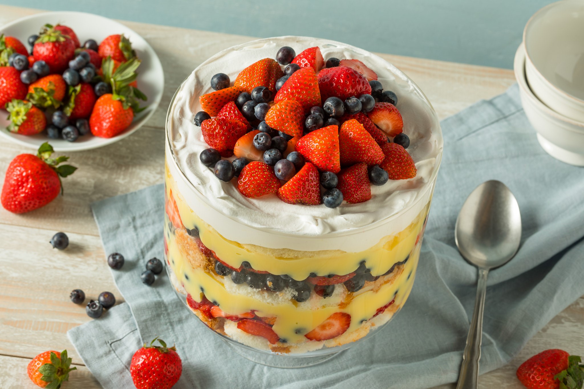 Berry Trifle with Whipped Cream and Custard HD Wallpaper