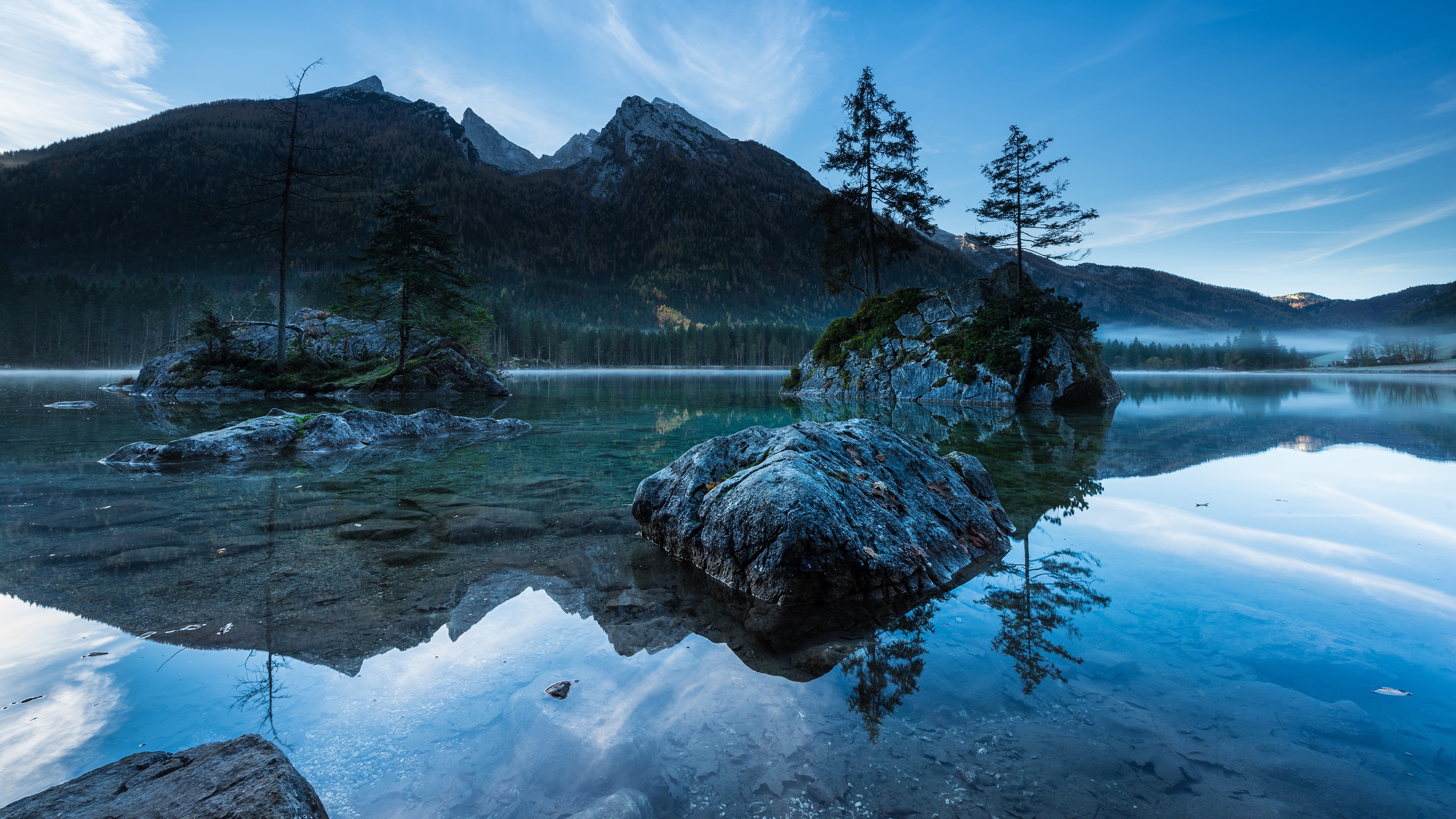 4K nature scene of mountains and lake in Bavaria, Germany HD Wallpaper