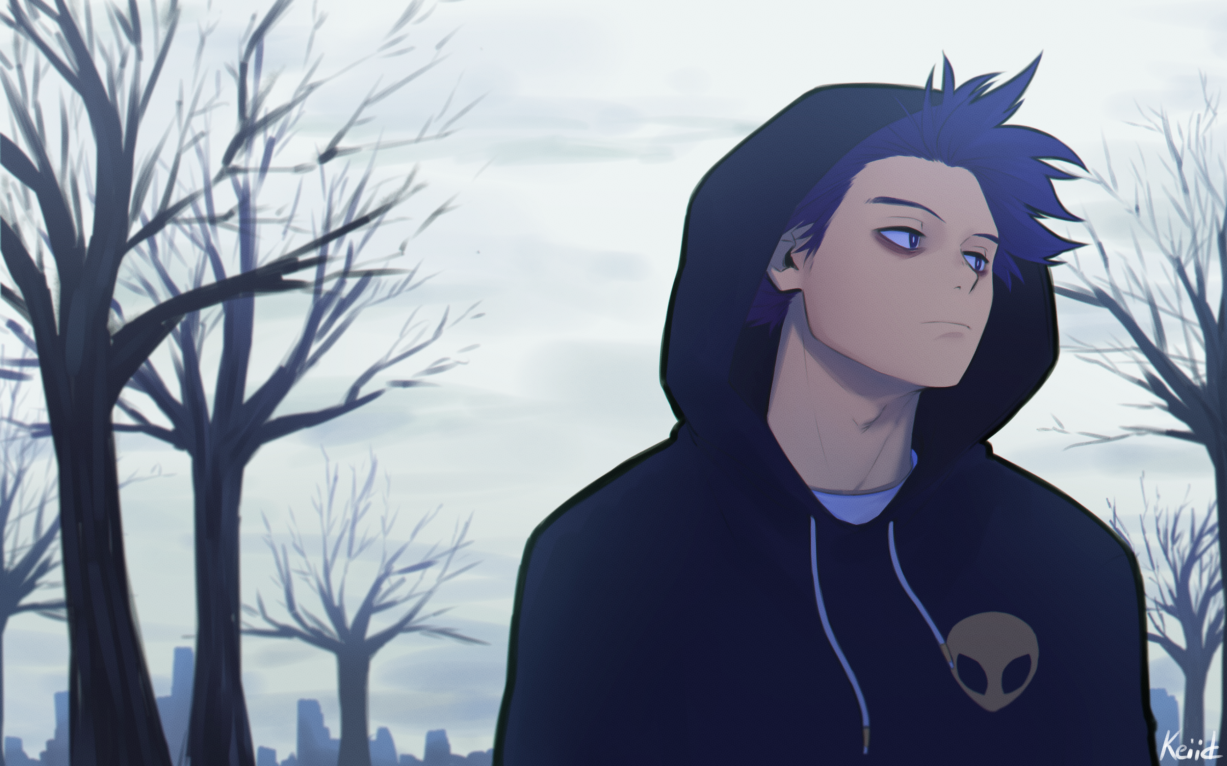Hitoshi Shinso from Boku no Hero Academia in a hoodie HD Wallpaper