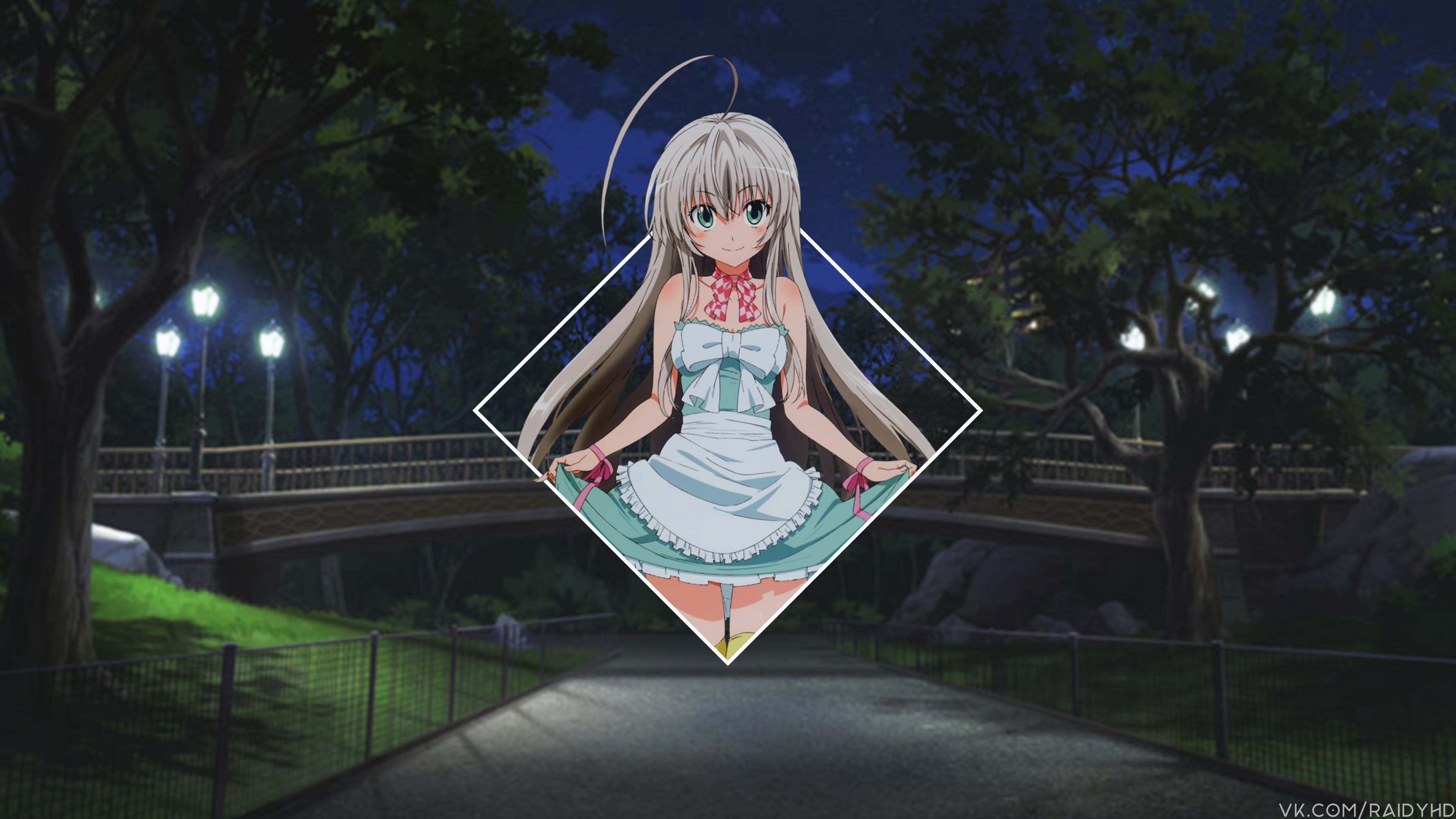 Nyaruko from Haiyore! Nyaruko-san in a park at night HD Wallpaper