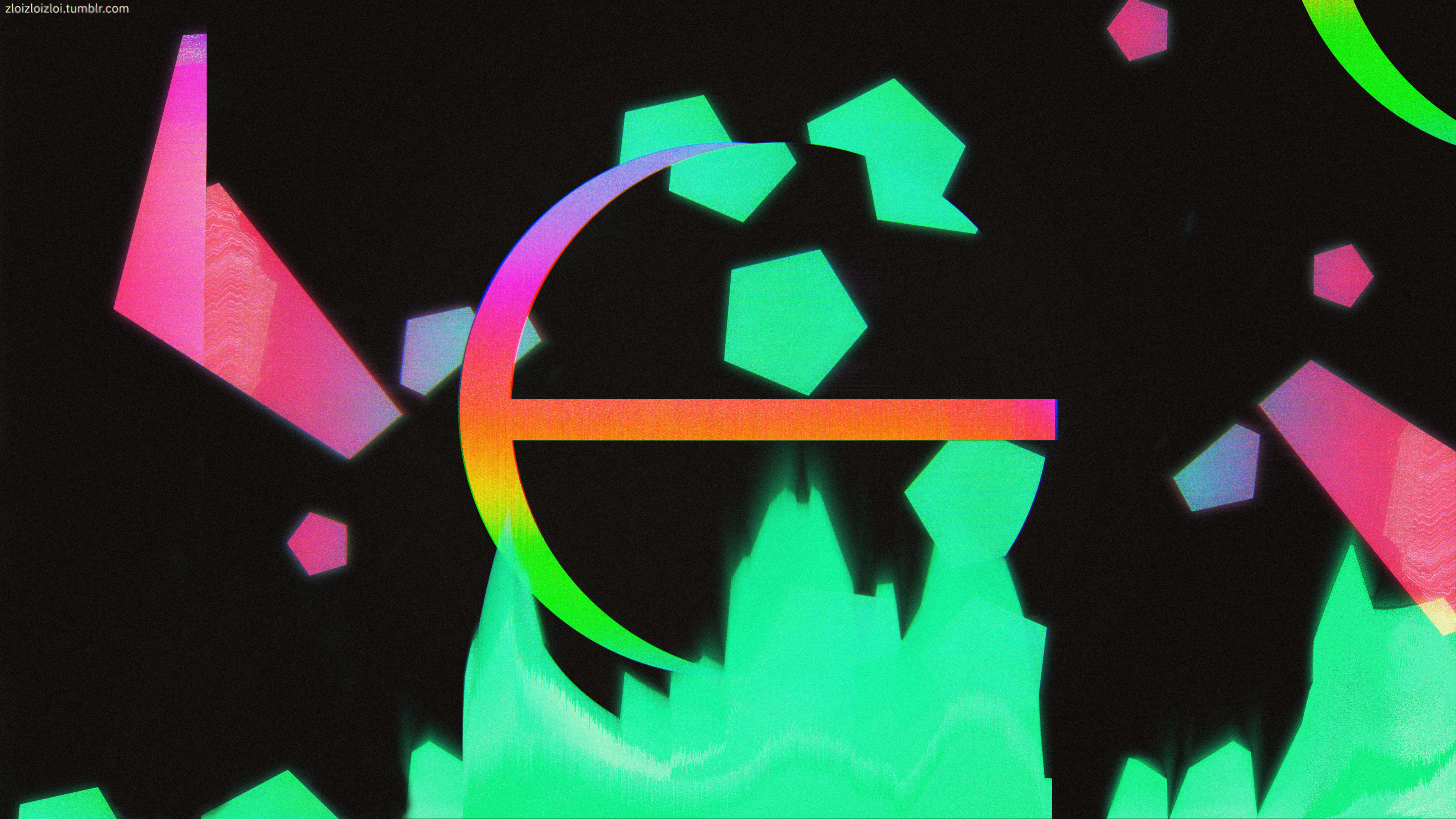 4K abstract glitch art with geometric shapes HD Wallpaper