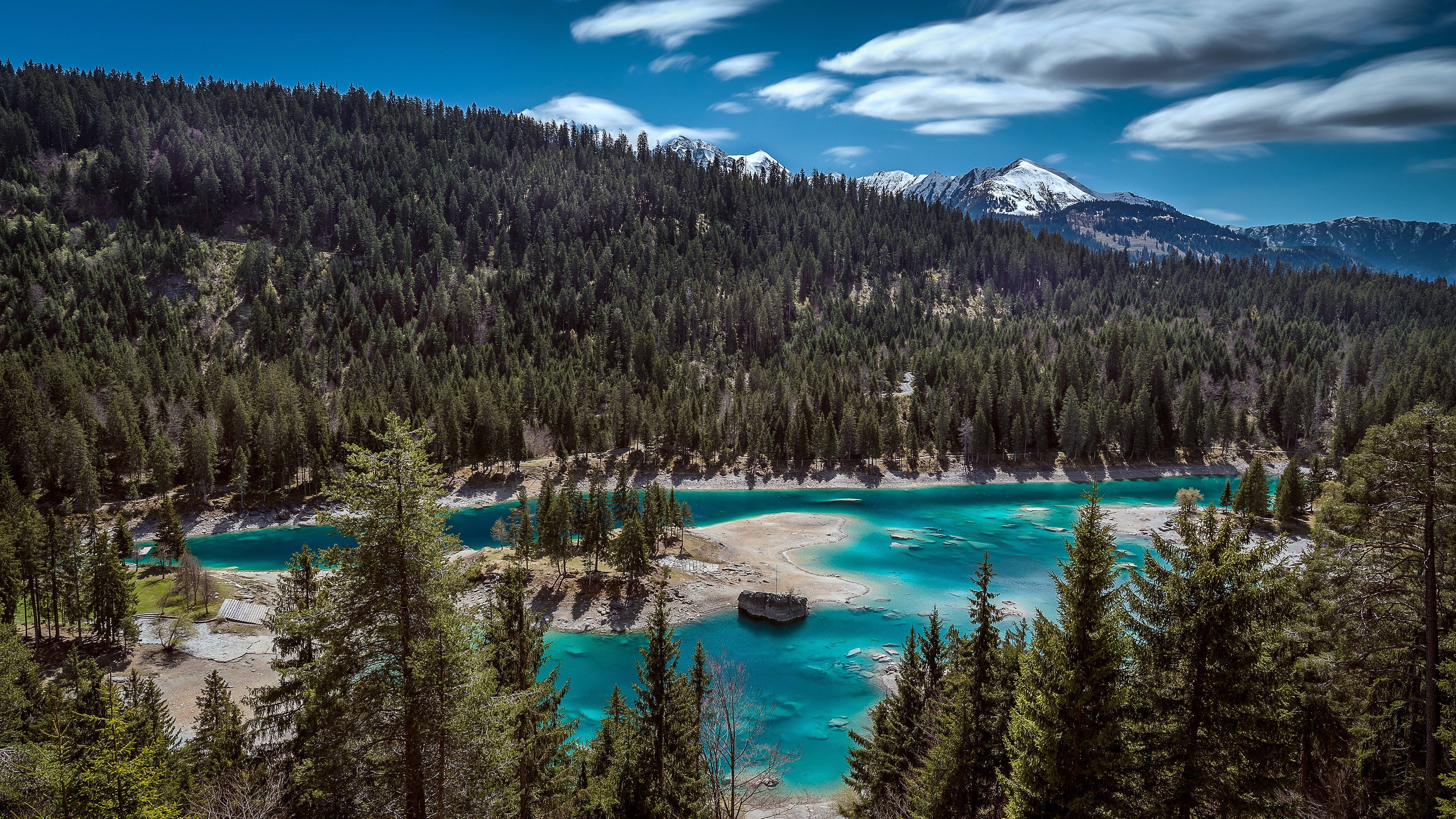 4K Lake Landscape in Switzerland with Mountains HD Wallpaper