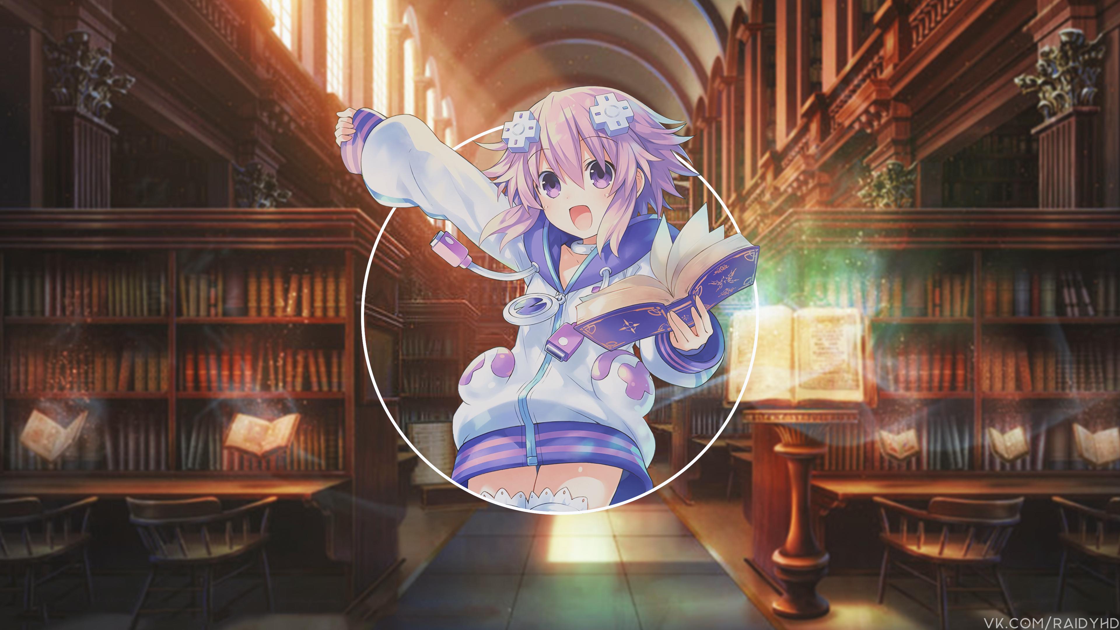 Anime Girl in Library HD Wallpaper