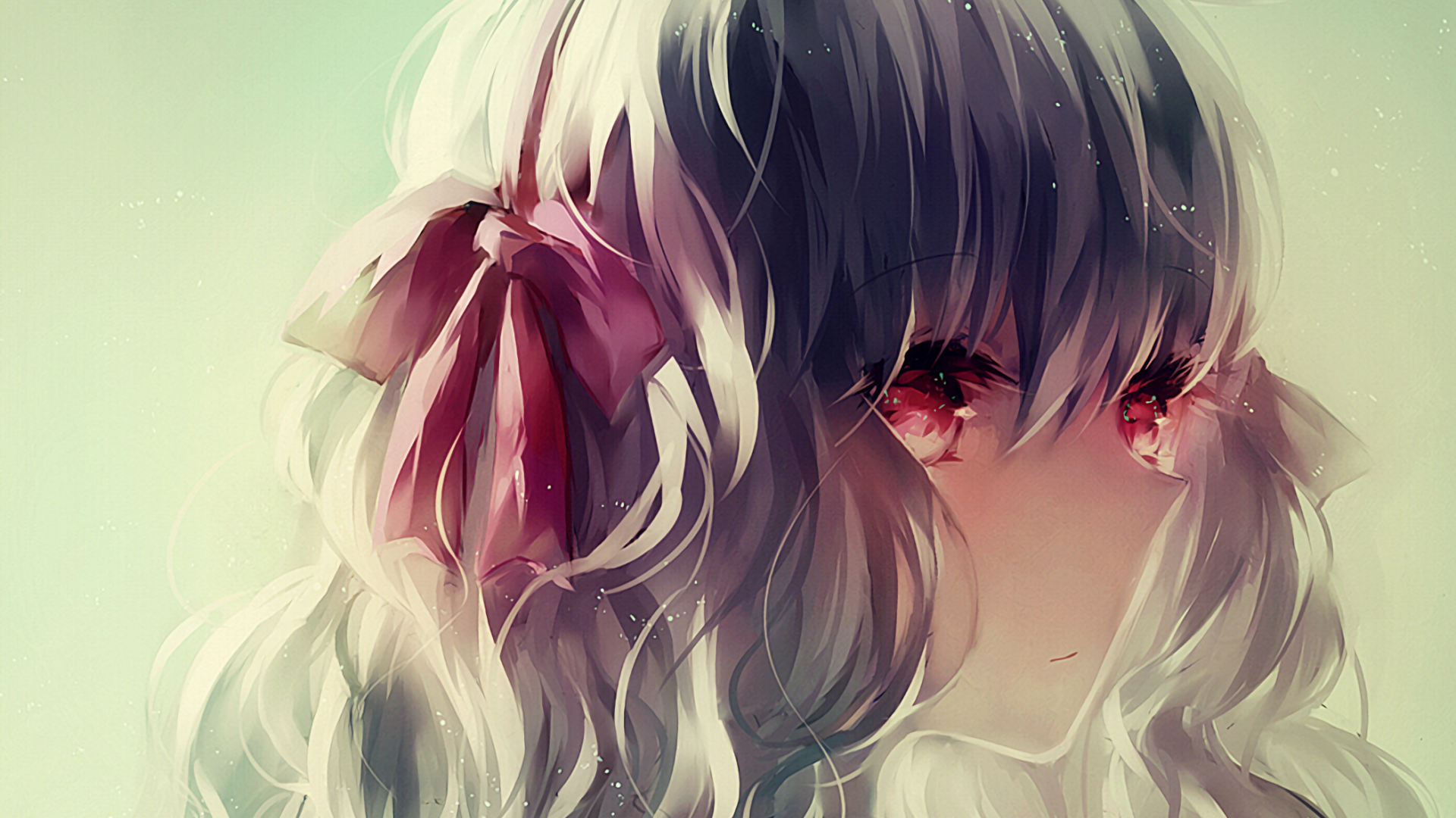 Kagerou Project anime girl with red eyes and pink bow HD Wallpaper