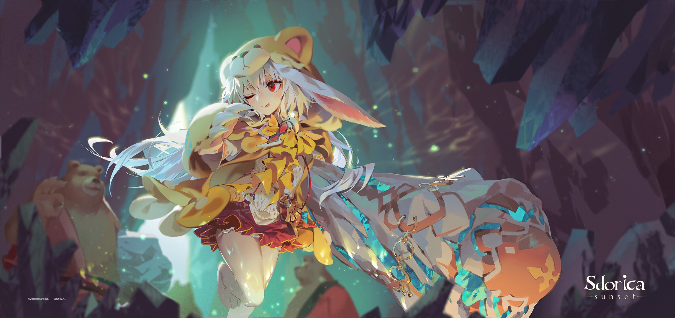 Sdorica Sunset Anime Girl with Animal Hat HD Wallpaper
