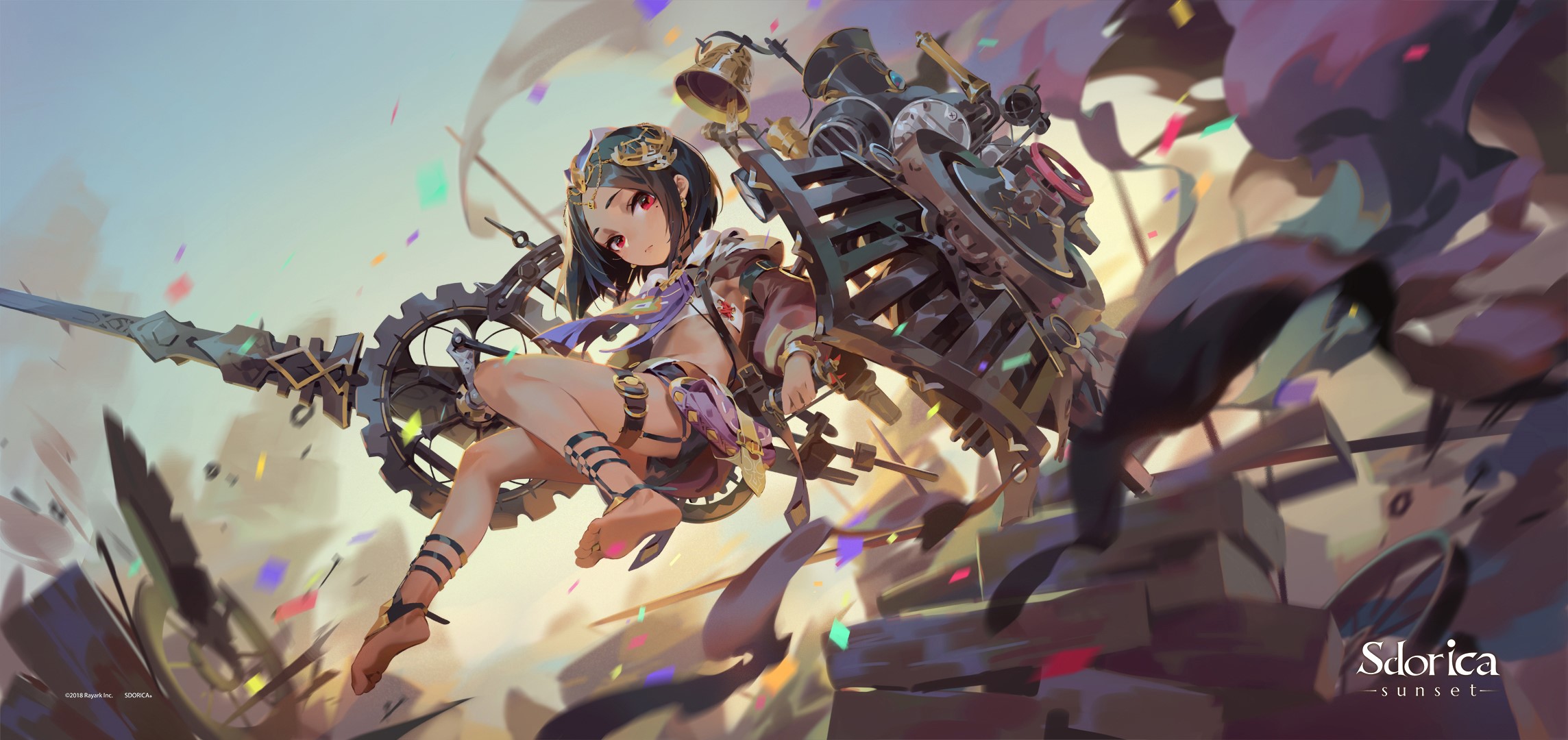 Girl with mechanical weapon in Sdorica Sunset HD Wallpaper