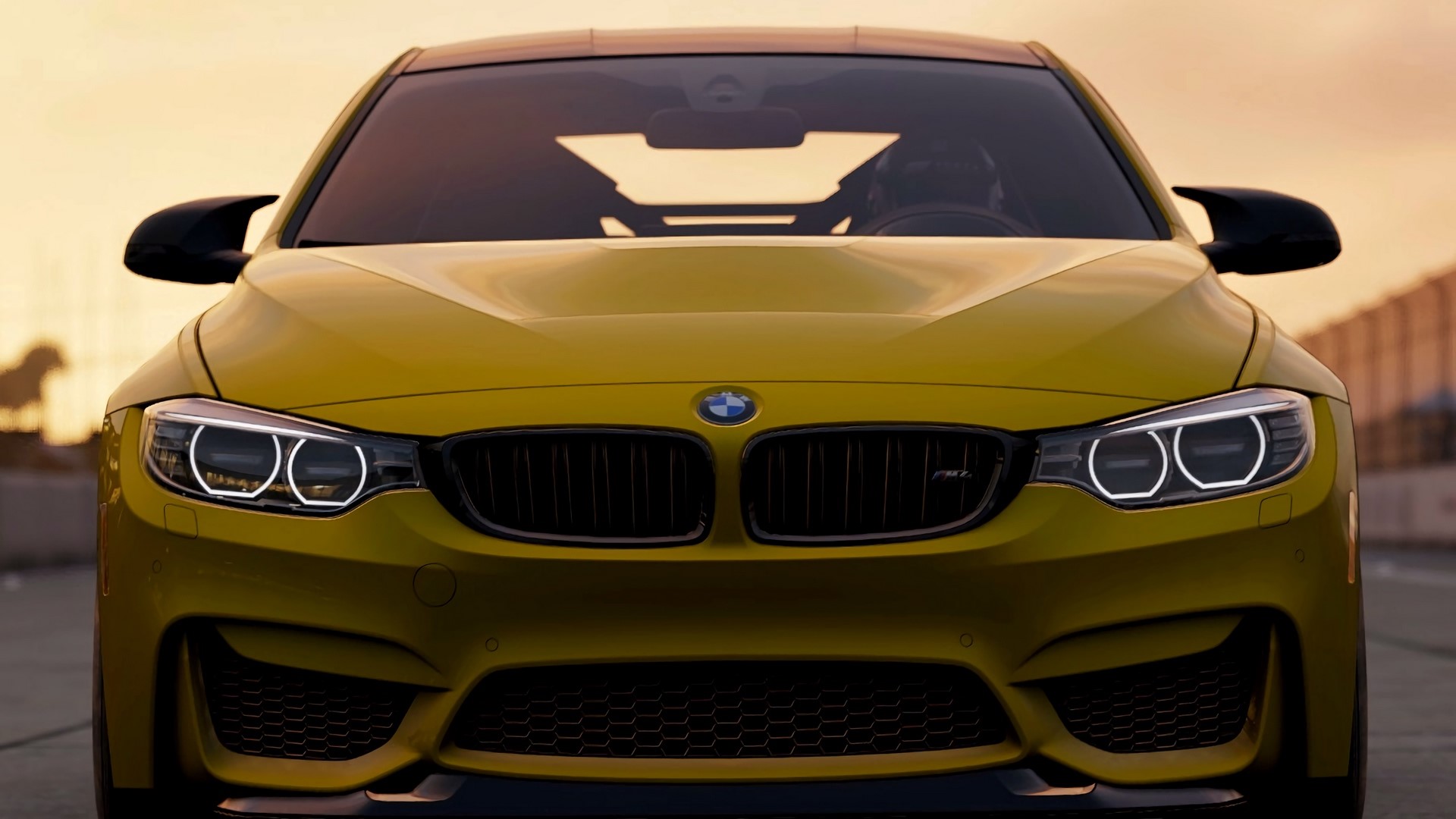 Yellow BMW M4 GTS front view HD Wallpaper