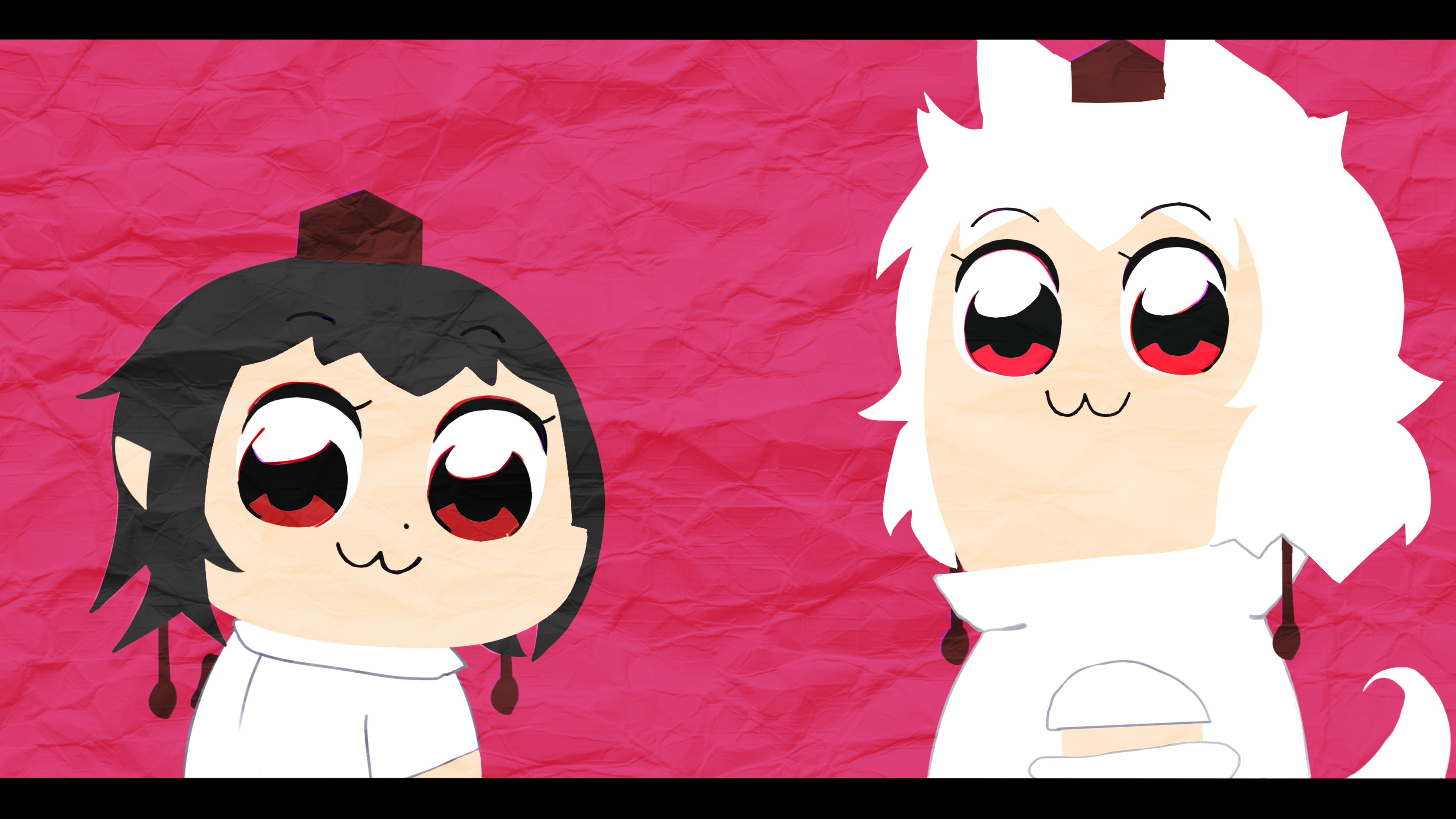 Pop Team Epic characters on pink background HD Wallpaper