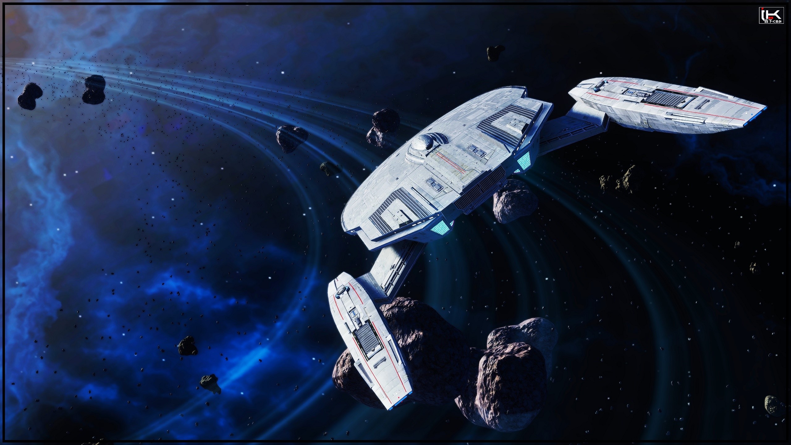 Spaceship in Star Trek science fiction setting HD Wallpaper