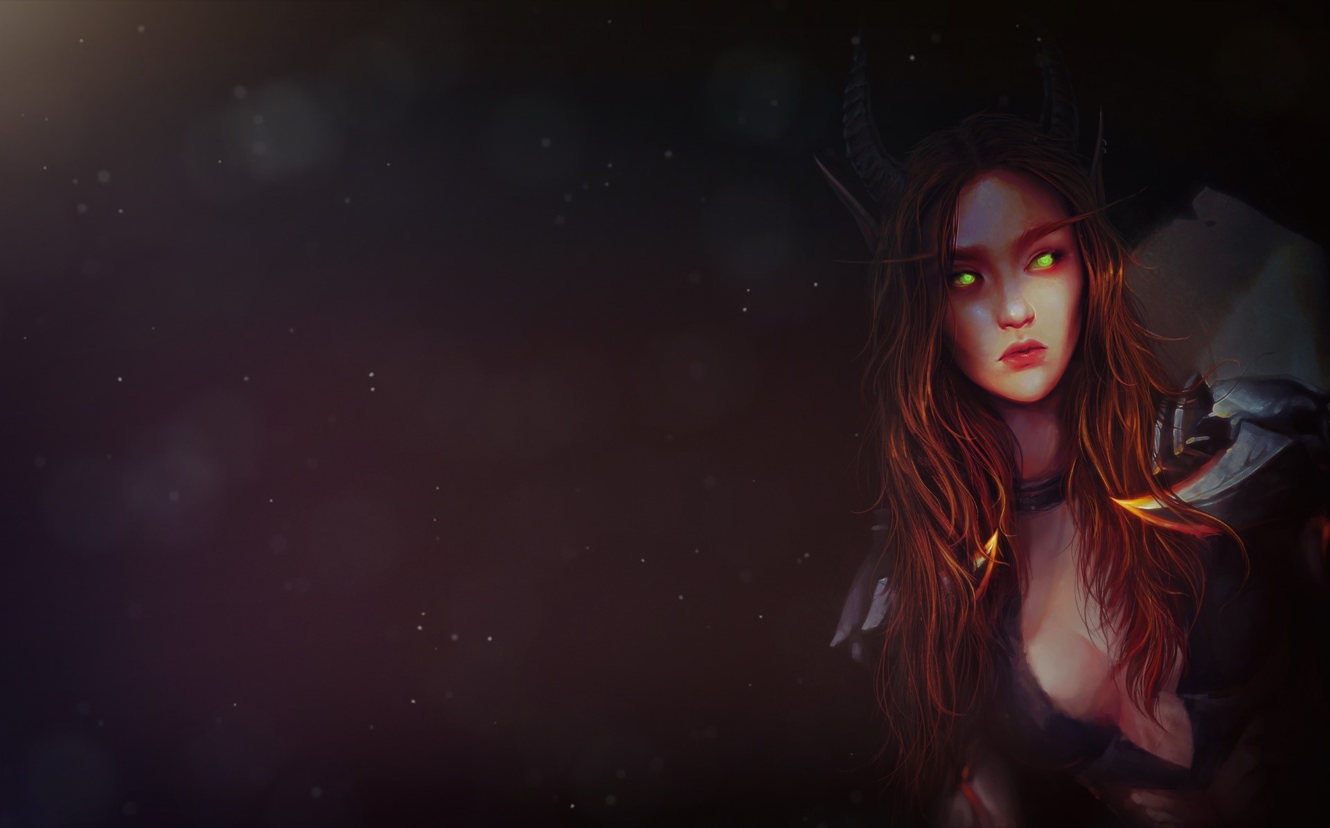 Fantasy girl with green eyes and horns HD Wallpaper