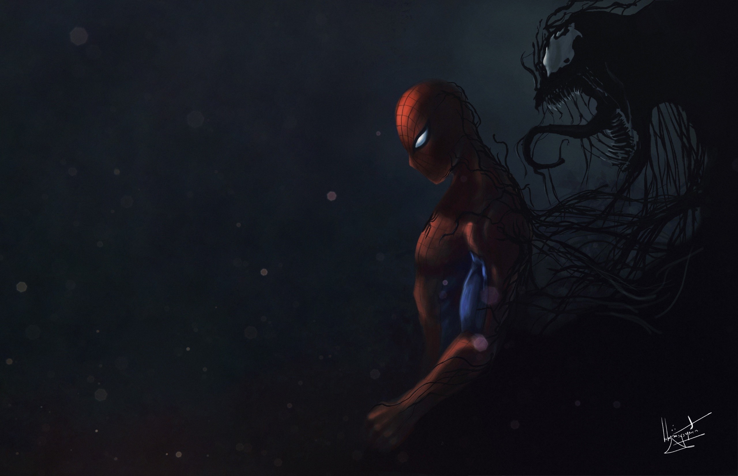 Spider-Man and Venom artwork HD Wallpaper