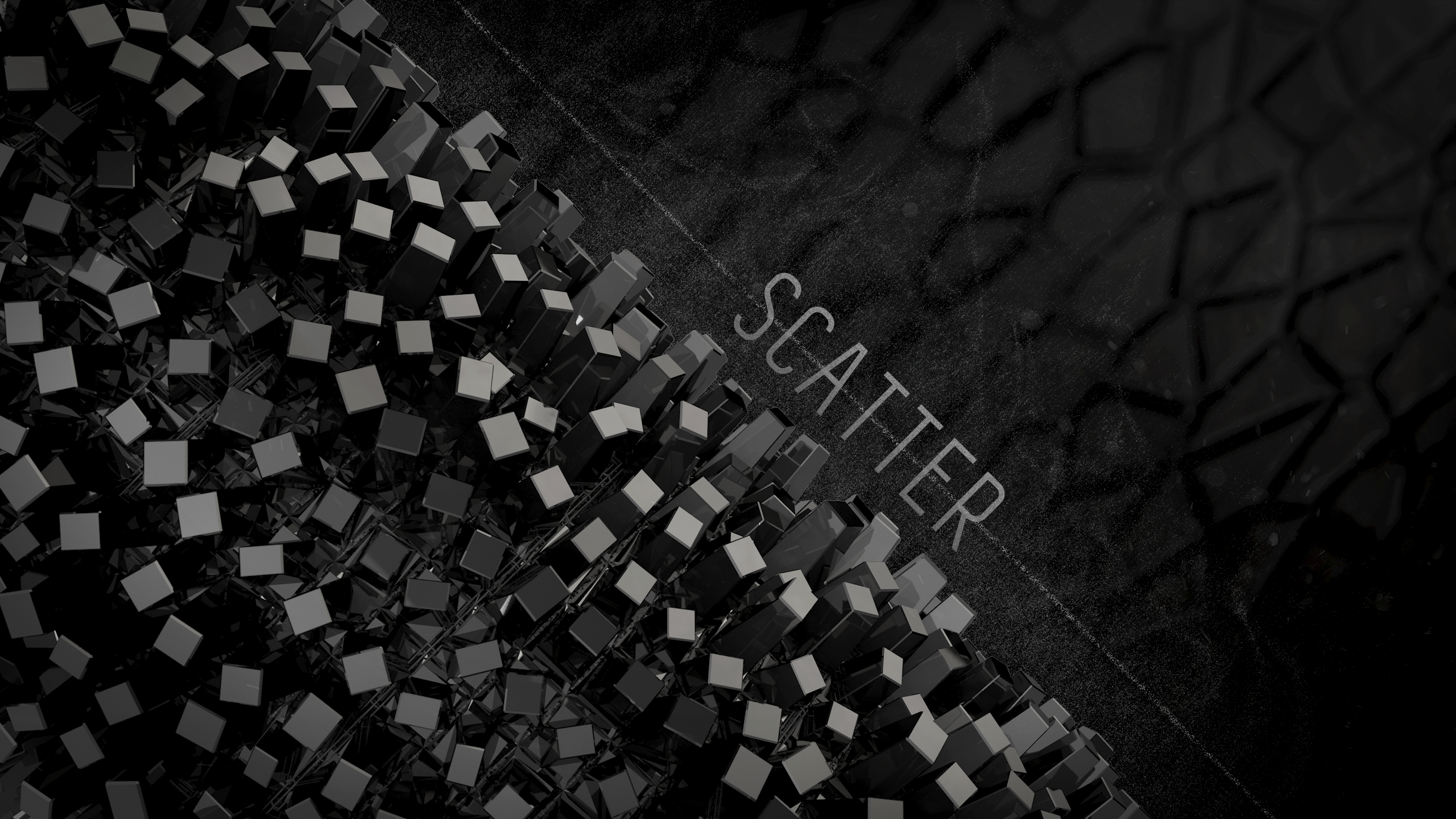 Abstract 3D Scatter Cubes with Polygon Texture HD Wallpaper