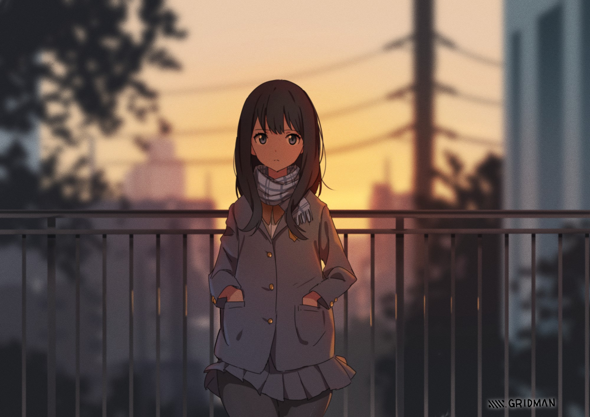 Rikka Takarada from SSSS.GRIDMAN at sunset HD Wallpaper