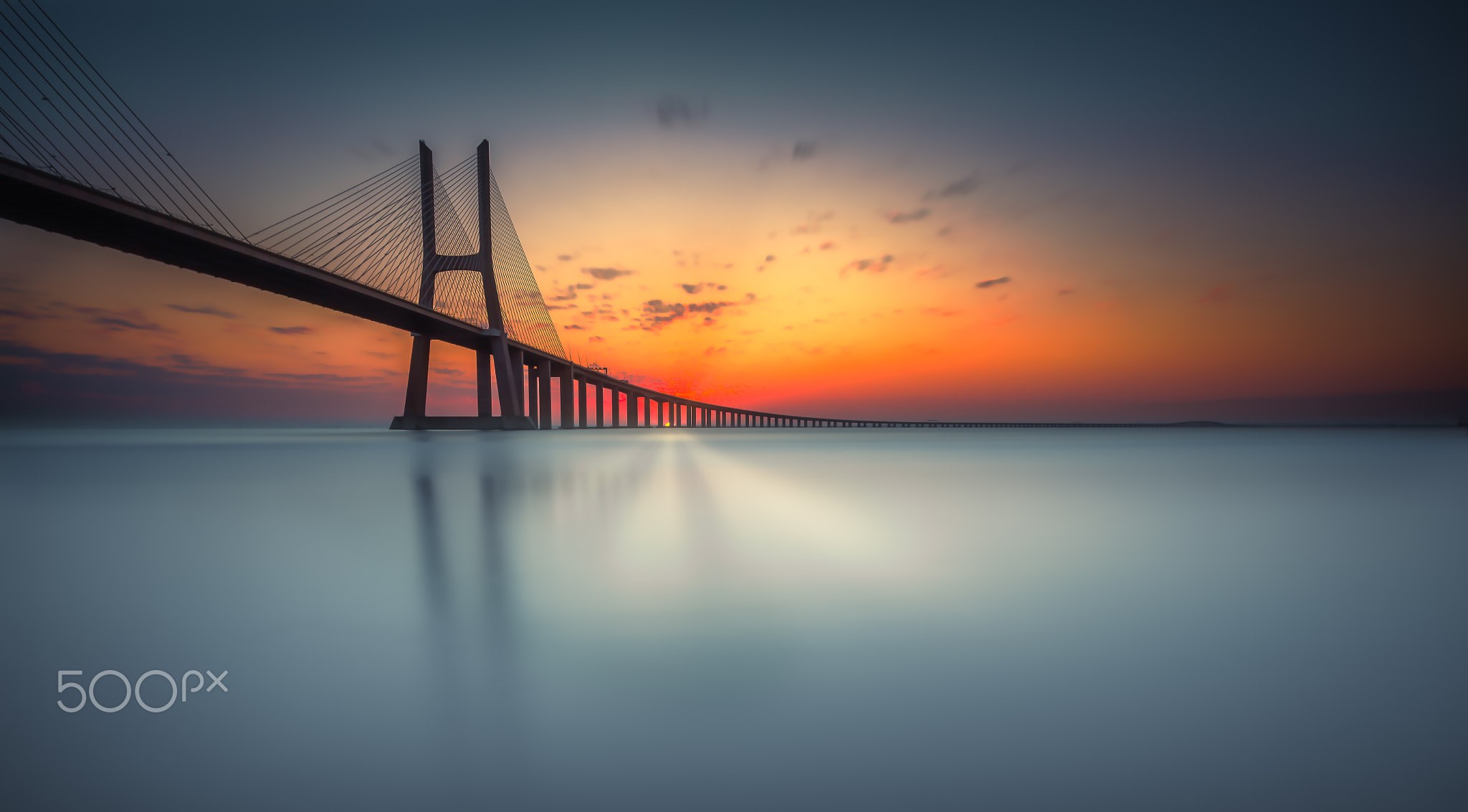 Vasco da Gama Bridge at Sunset HD Wallpaper