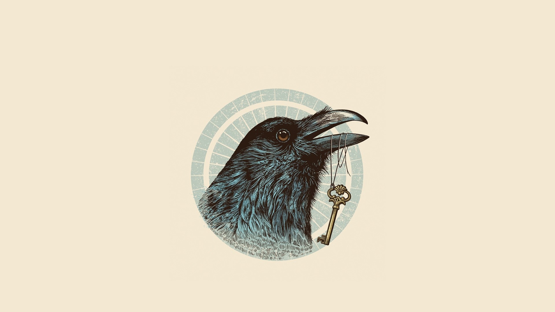 Artwork of a raven holding a key HD Wallpaper