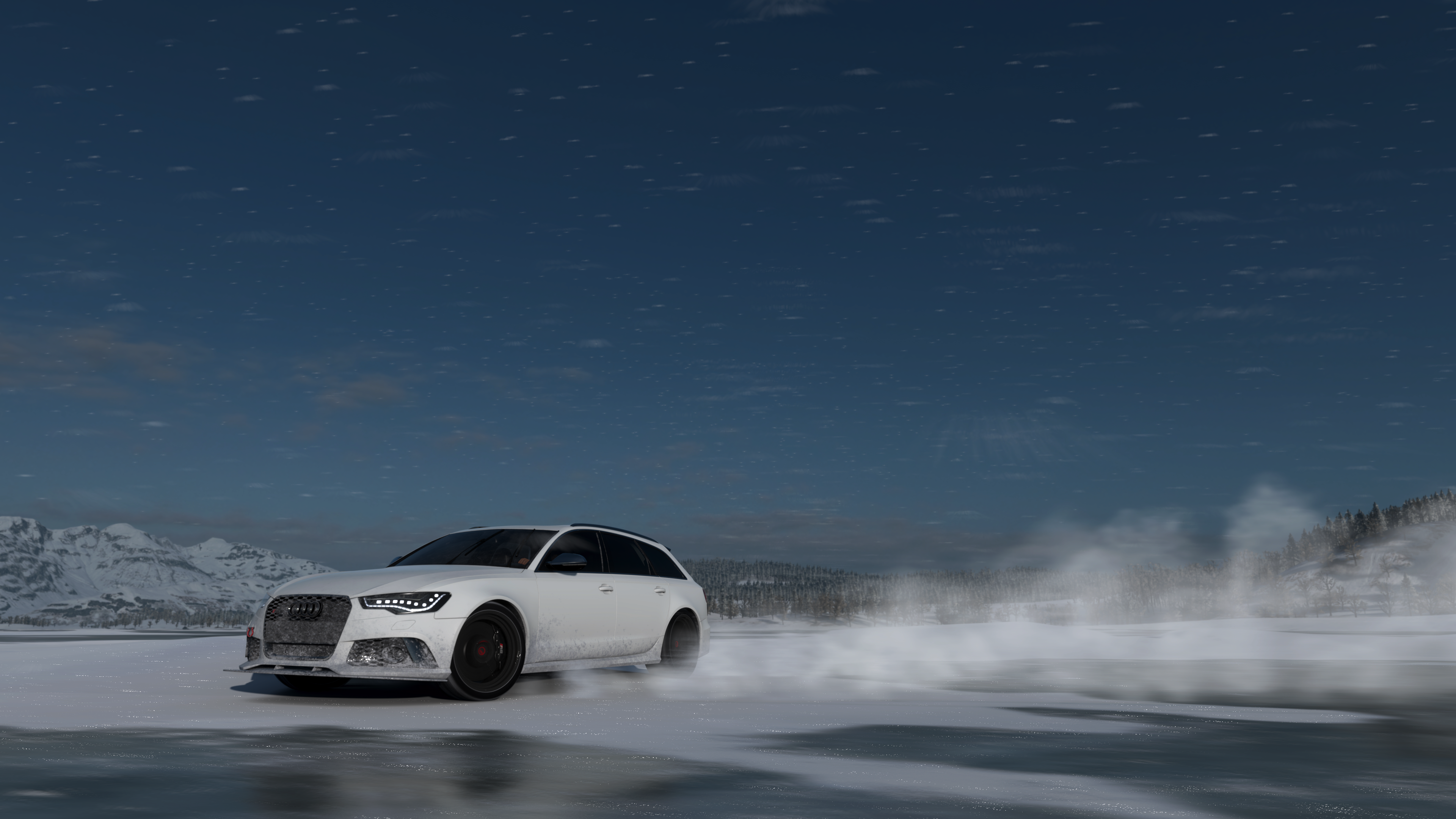 Audi RS6 Avant drifting on ice in Forza Horizon 4 HD Wallpaper