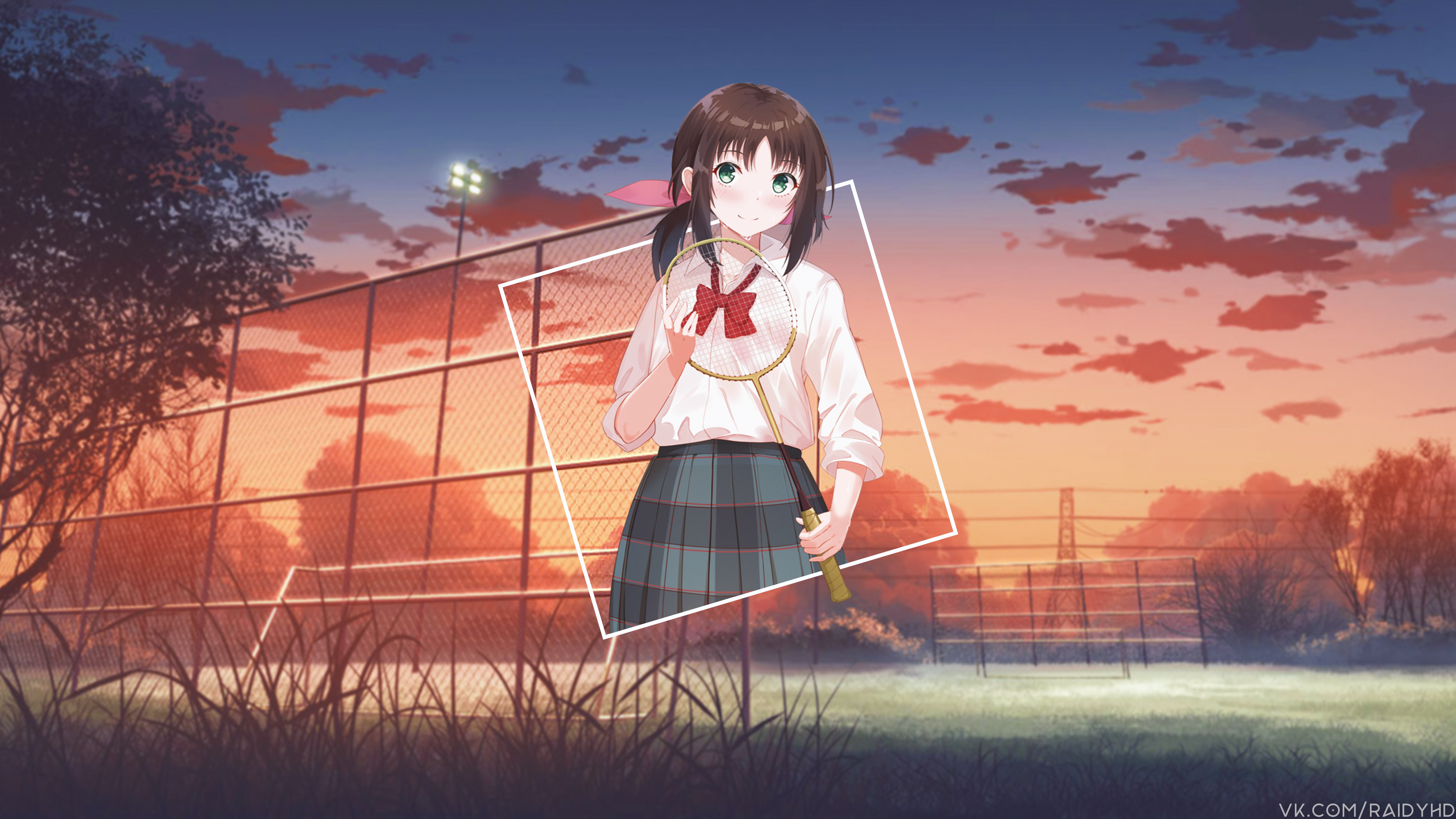 Hanesaki Ayano from HANEBADO! with badminton racket HD Wallpaper