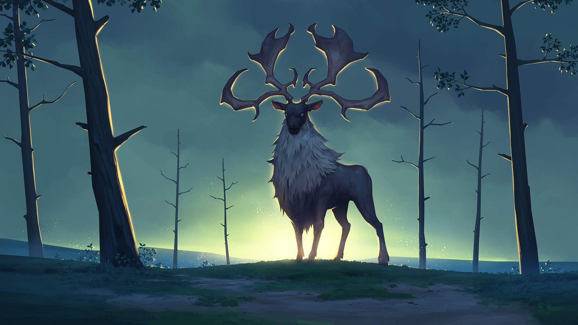 Northgard artwork of a majestic stag HD Wallpaper