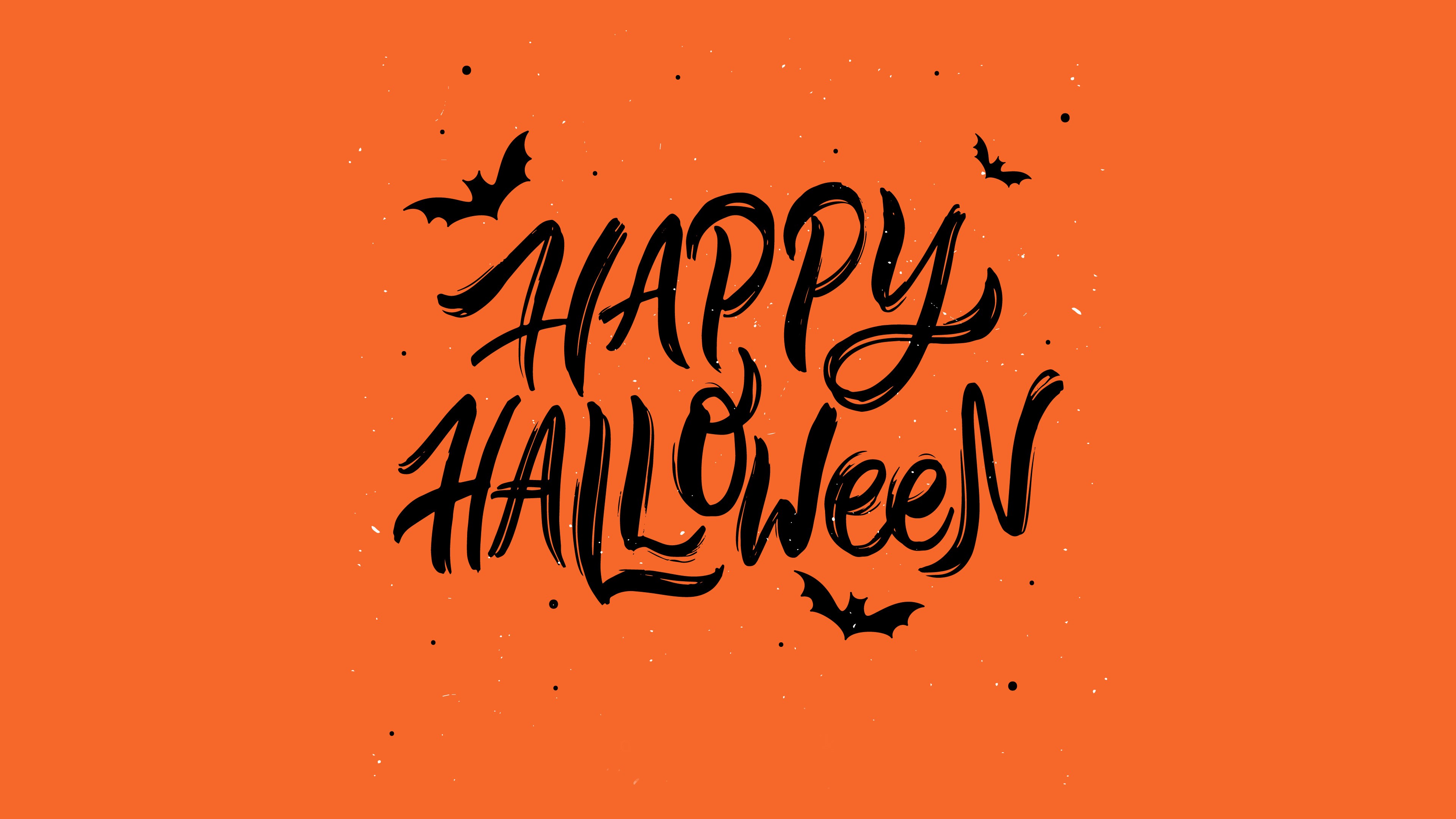Happy Halloween typography with bats HD Wallpaper