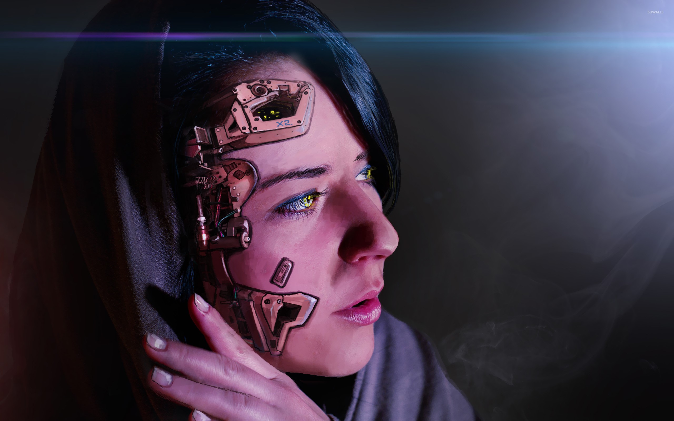 Cyborg woman with robotic implants HD Wallpaper