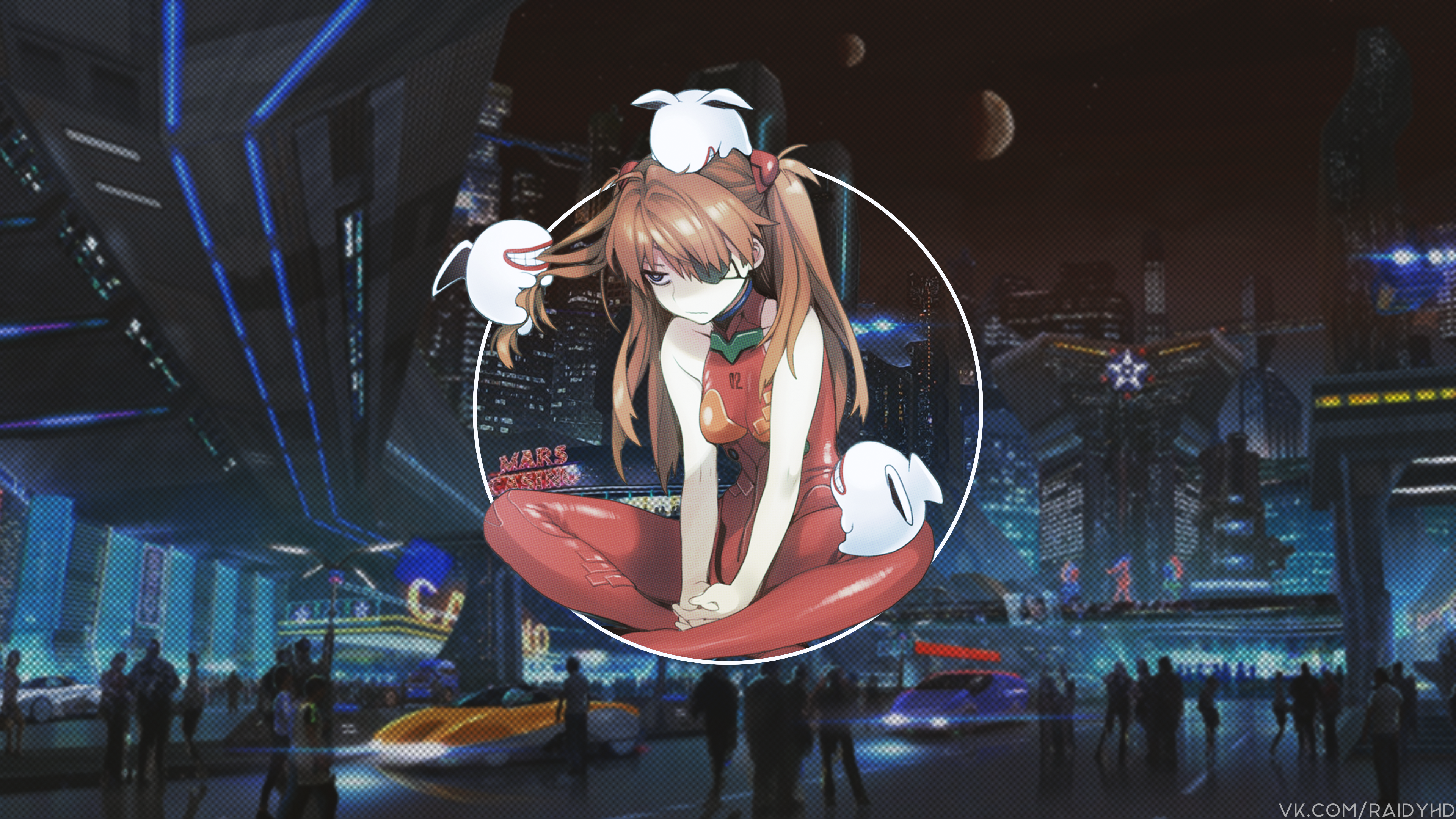 Asuka Langley Soryu from Neon Genesis Evangelion with creatures HD Wallpaper