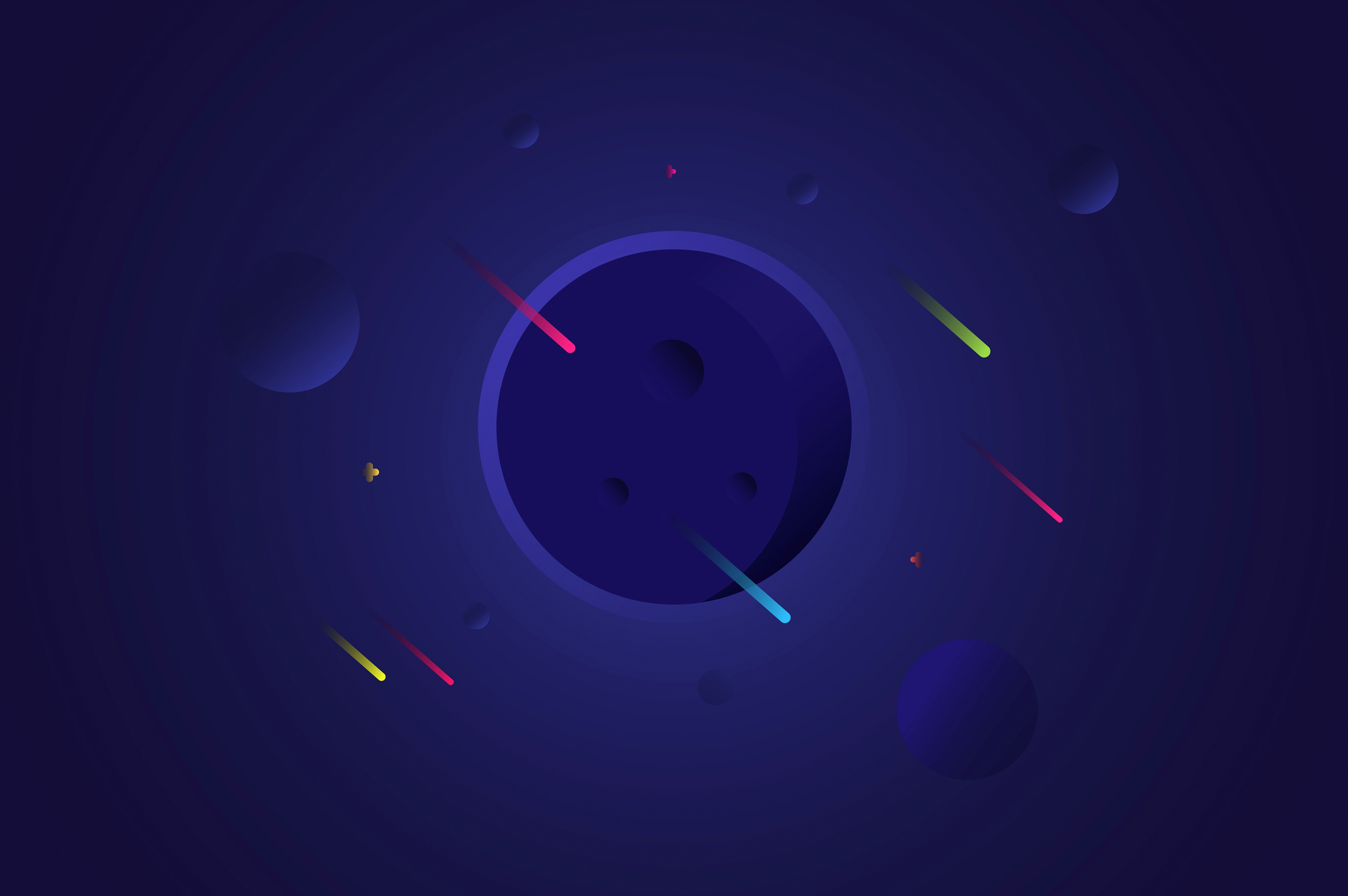Abstract Space Art with Meteors and Planets HD Wallpaper