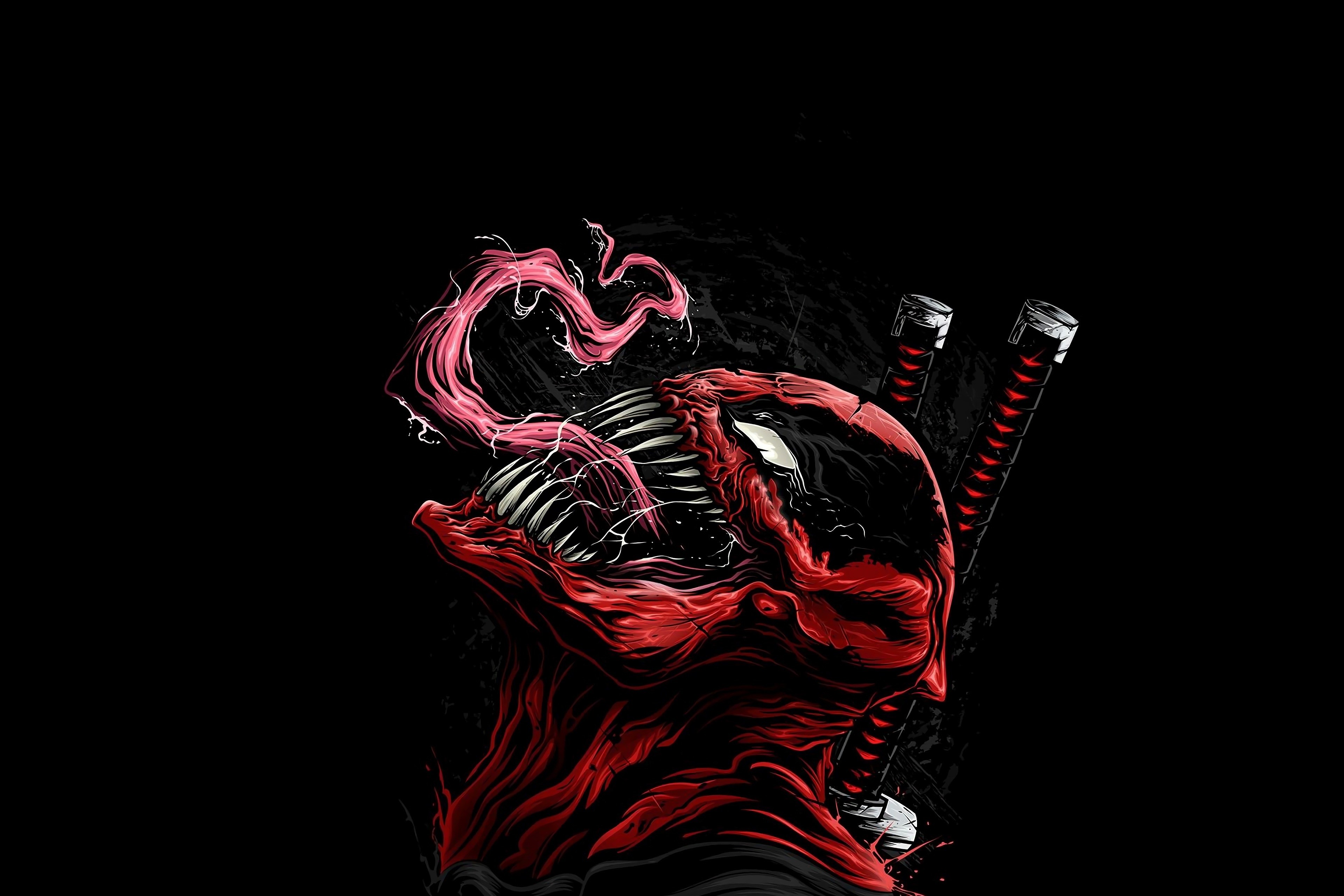 4K Venom Deadpool illustration HD Wallpaper