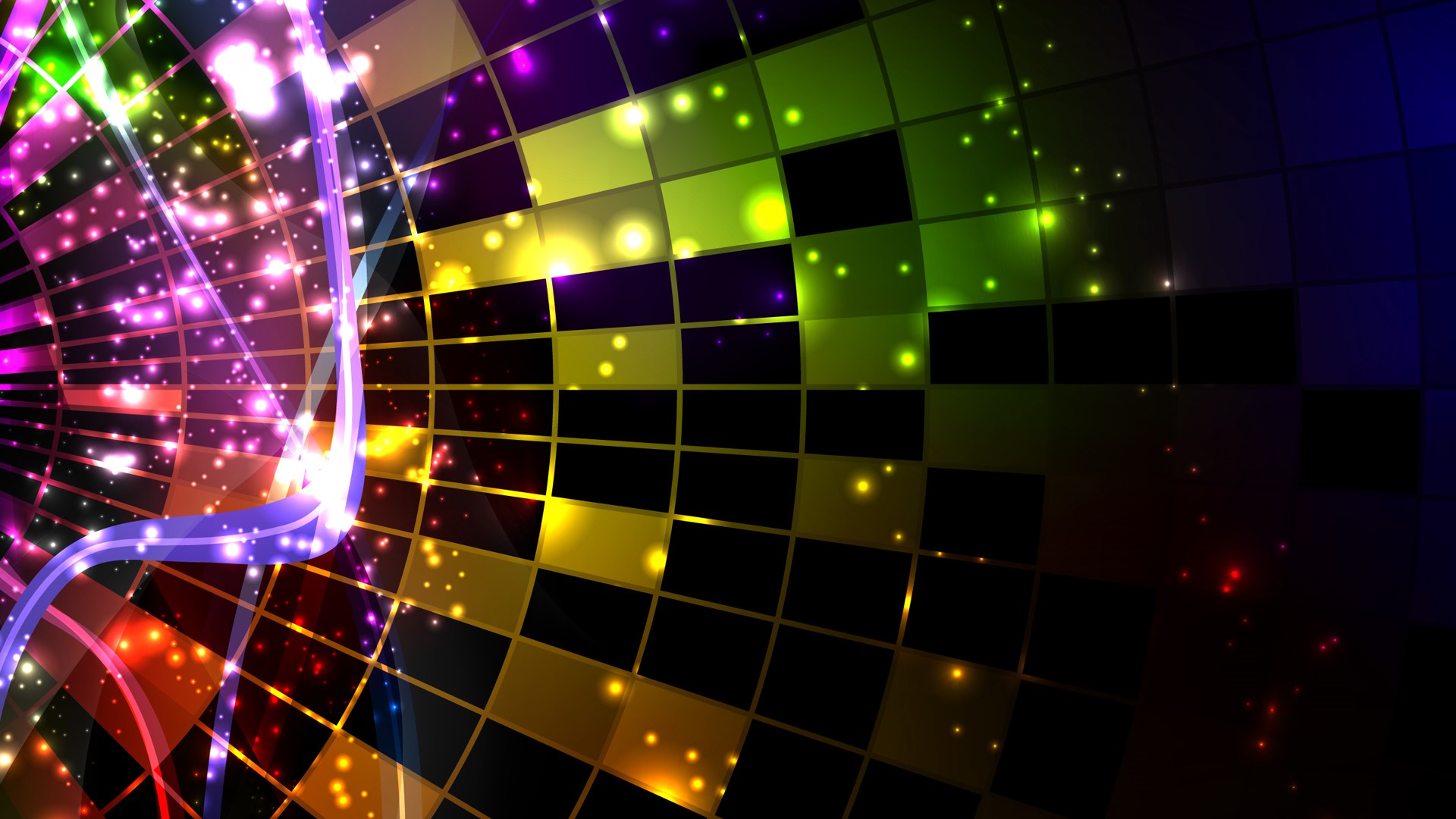 Abstract colorful digital art with glowing lights HD Wallpaper