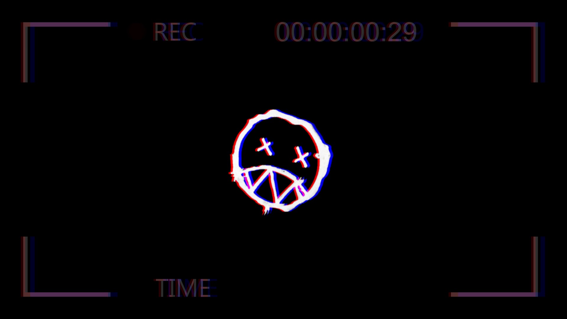 Glitchy smiley face logo on black background HD Wallpaper