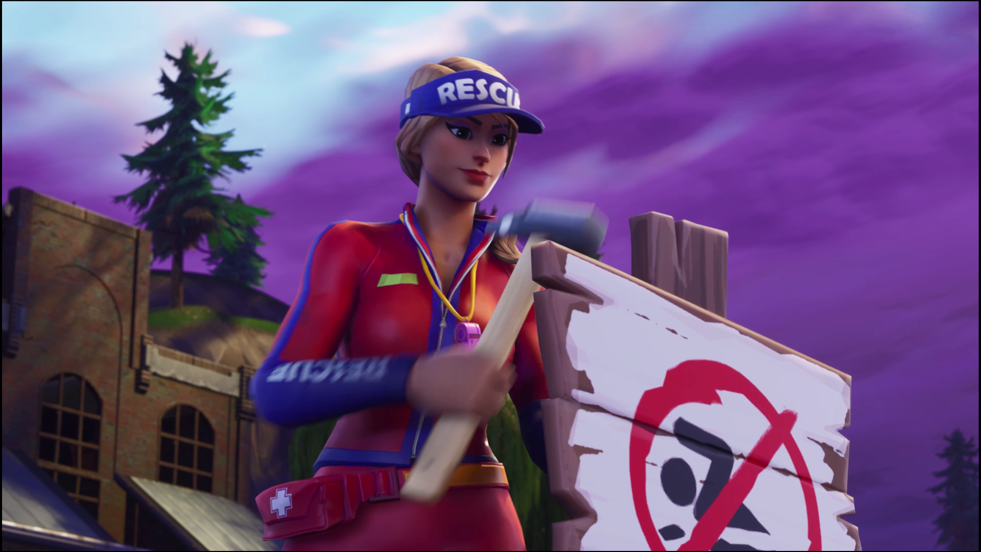 Fortnite lifeguard character with hammer HD Wallpaper