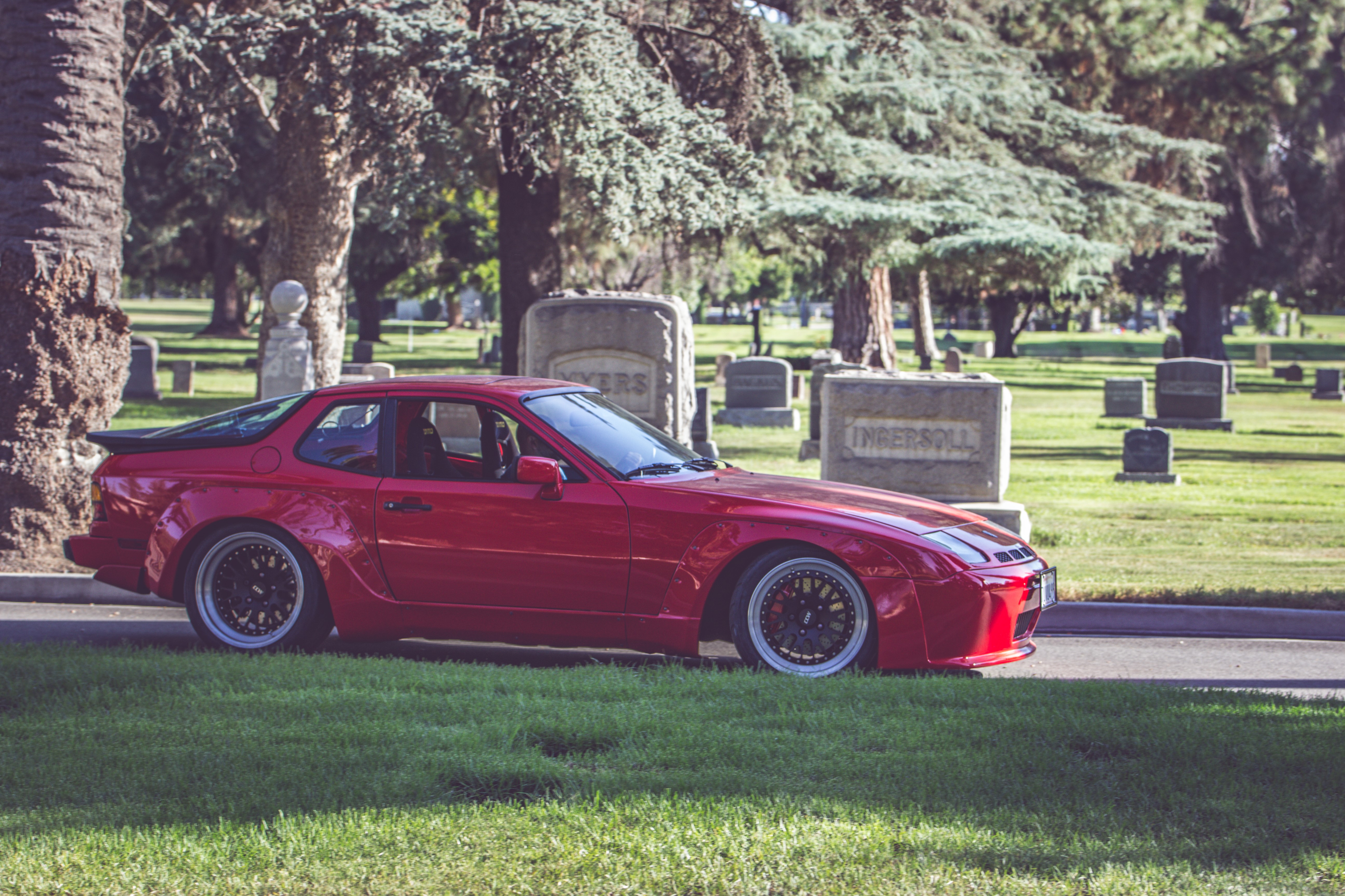 4K Red Porsche 944 with Widebody Flares HD Wallpaper