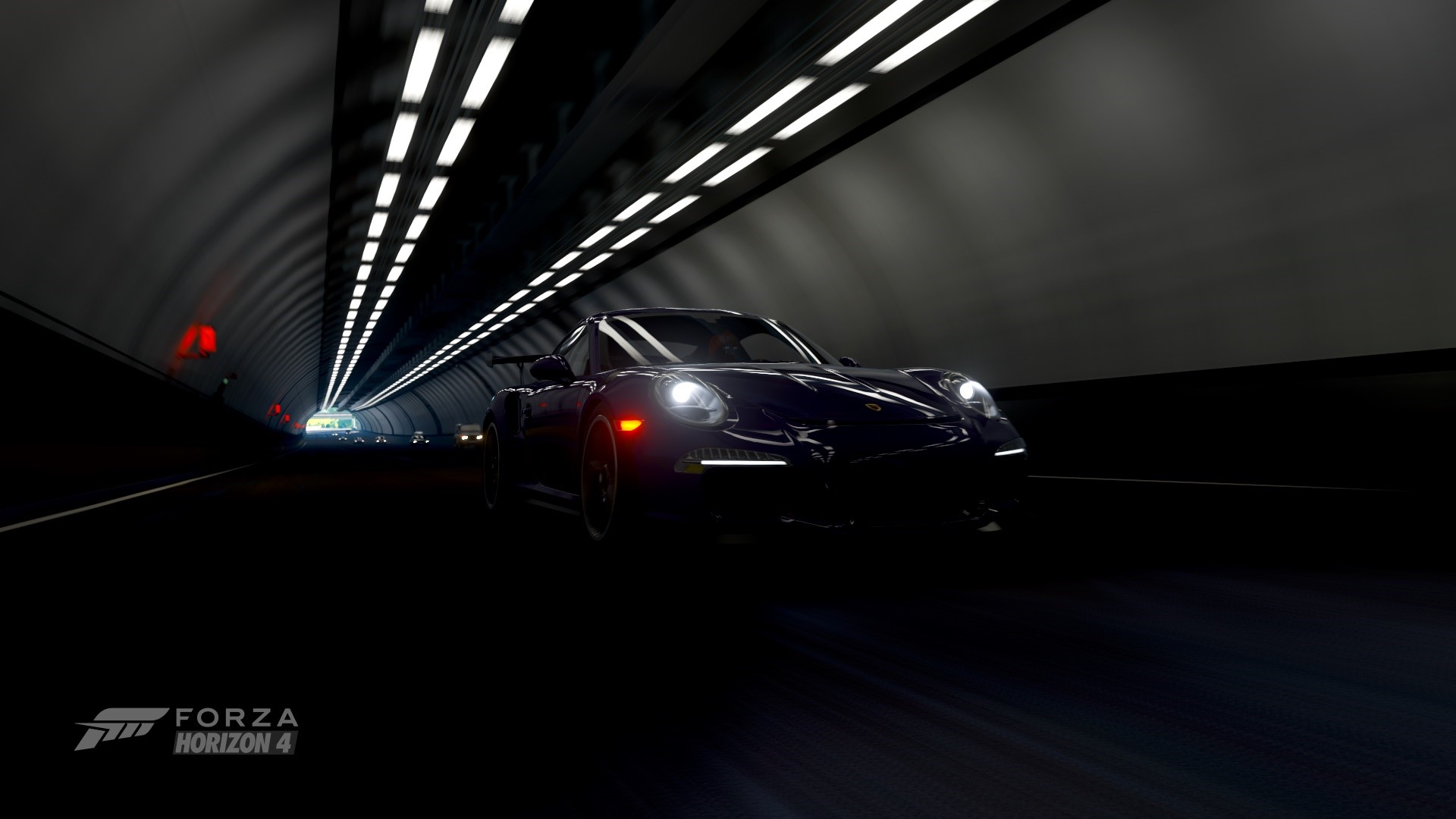 Porsche 911 in a tunnel in Forza Horizon 4 HD Wallpaper