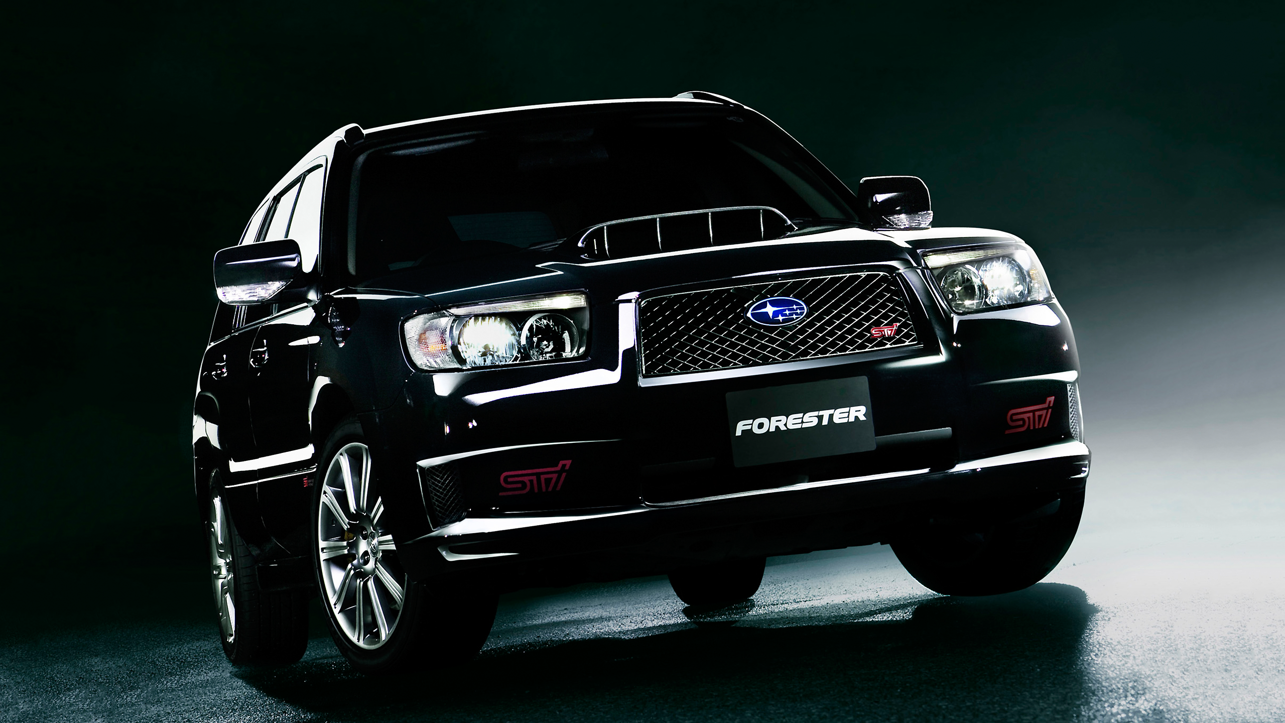 Black Subaru Forester STI with red accents HD Wallpaper