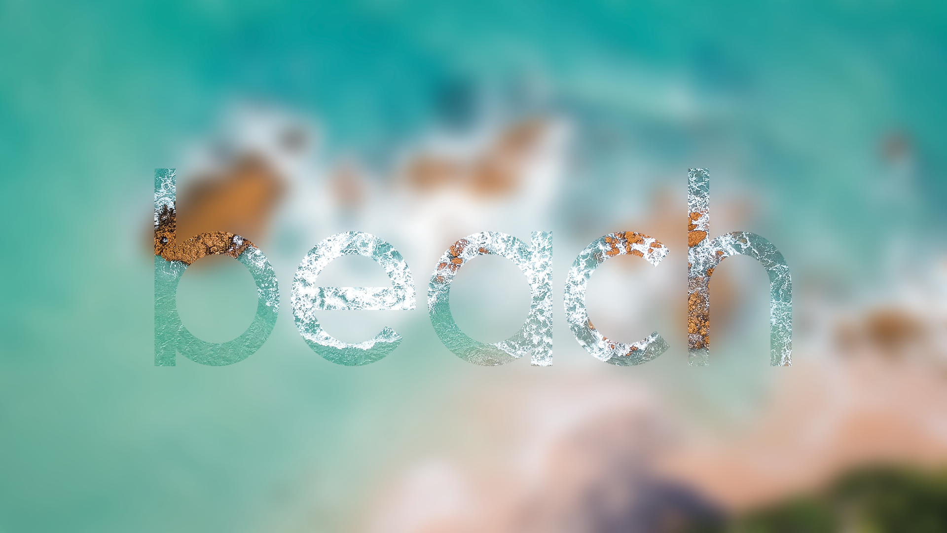 The word "beach" formed by ocean waves and sand HD Wallpaper