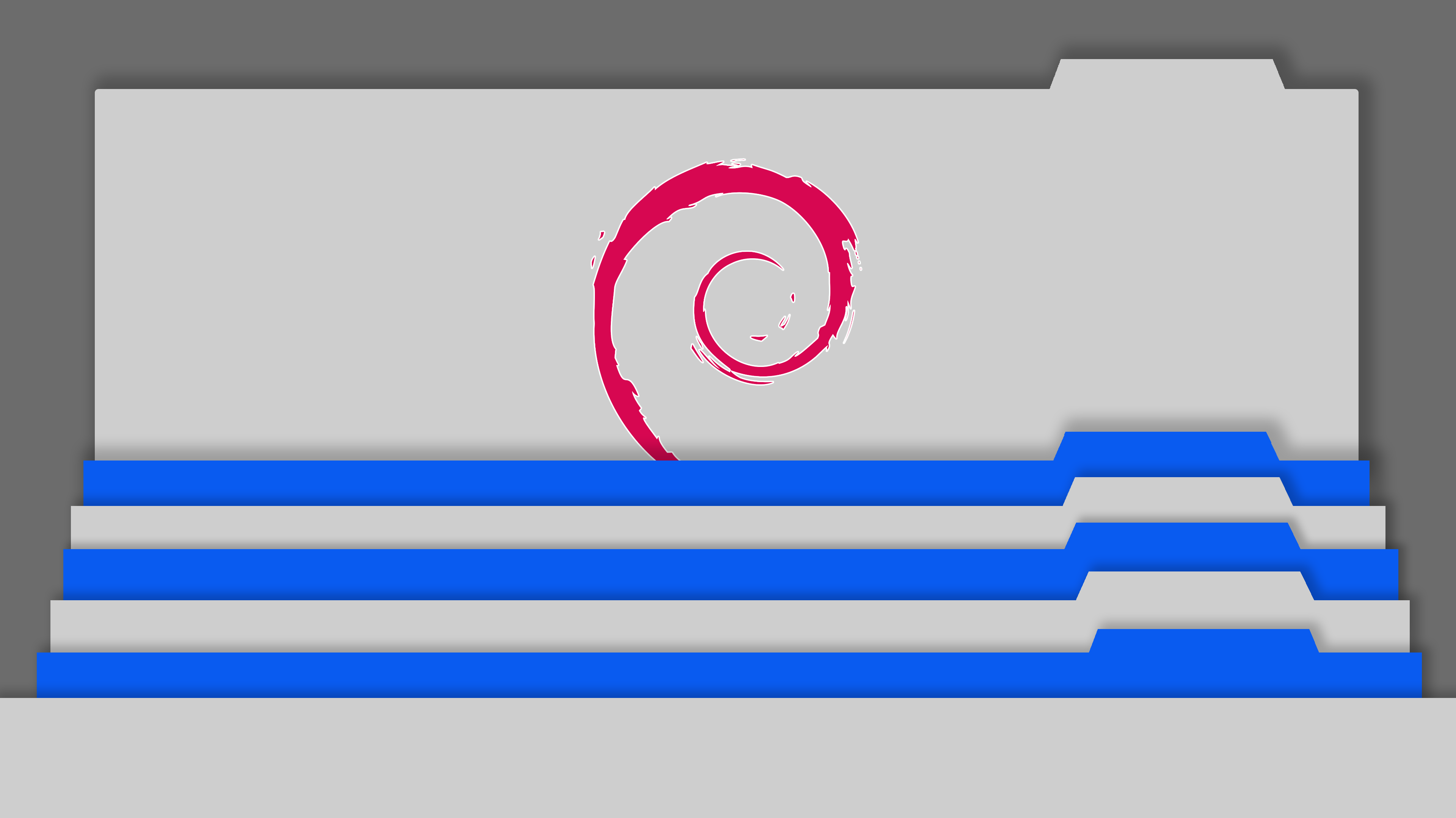 Debian Linux logo on a stage with stairs HD Wallpaper