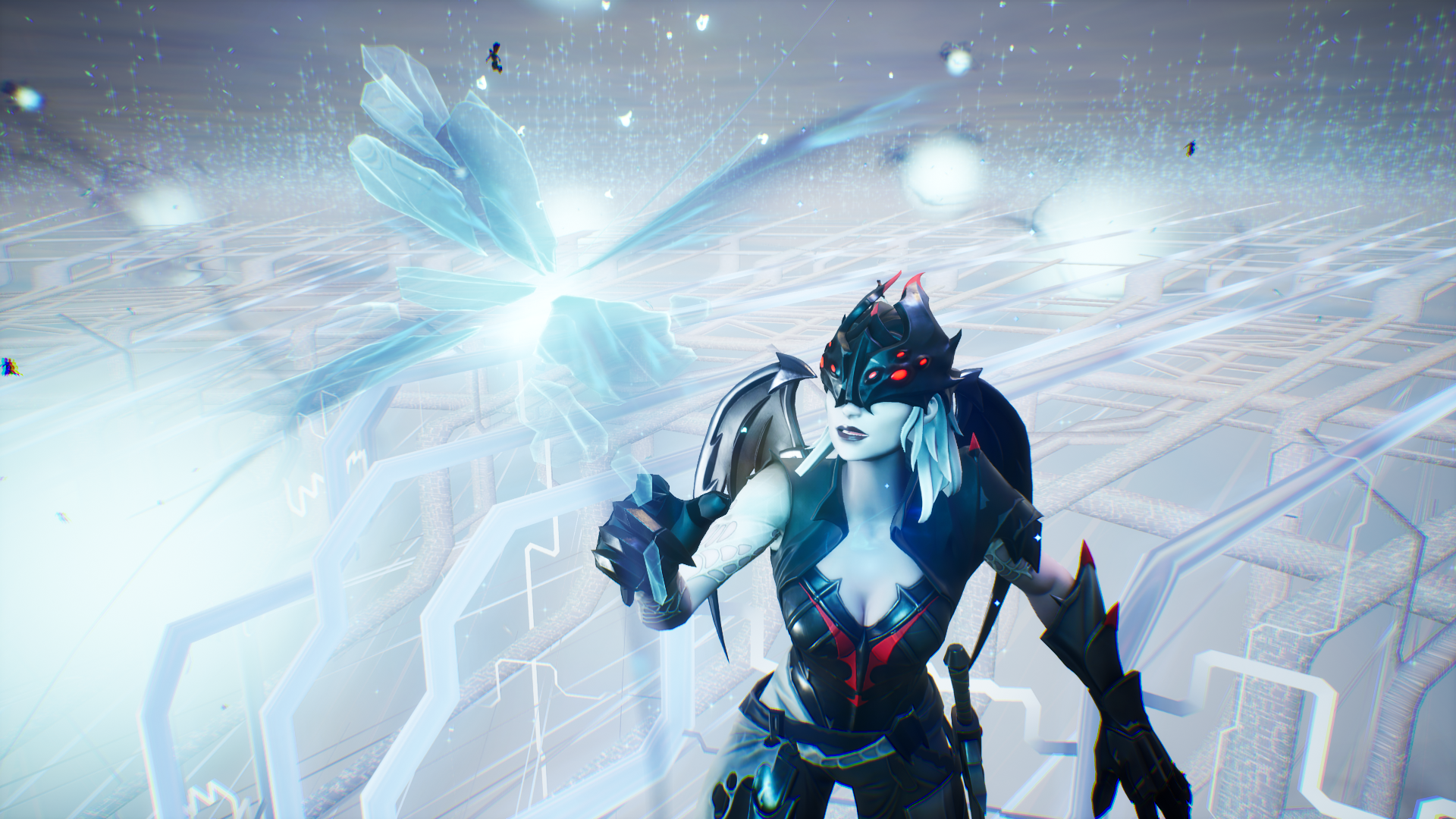 Fortnite character with spider mask and wings HD Wallpaper