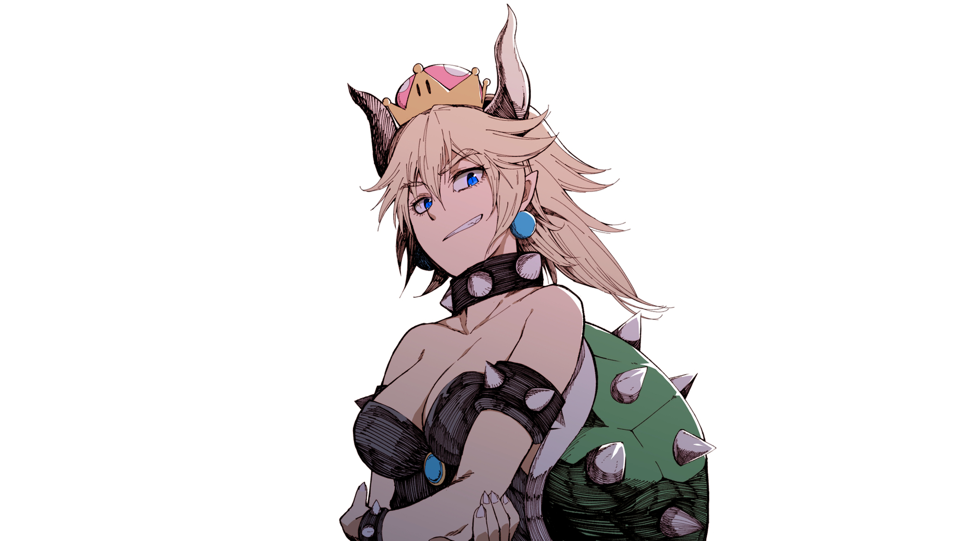 Bowsette from Super Mario with crown and horns HD Wallpaper