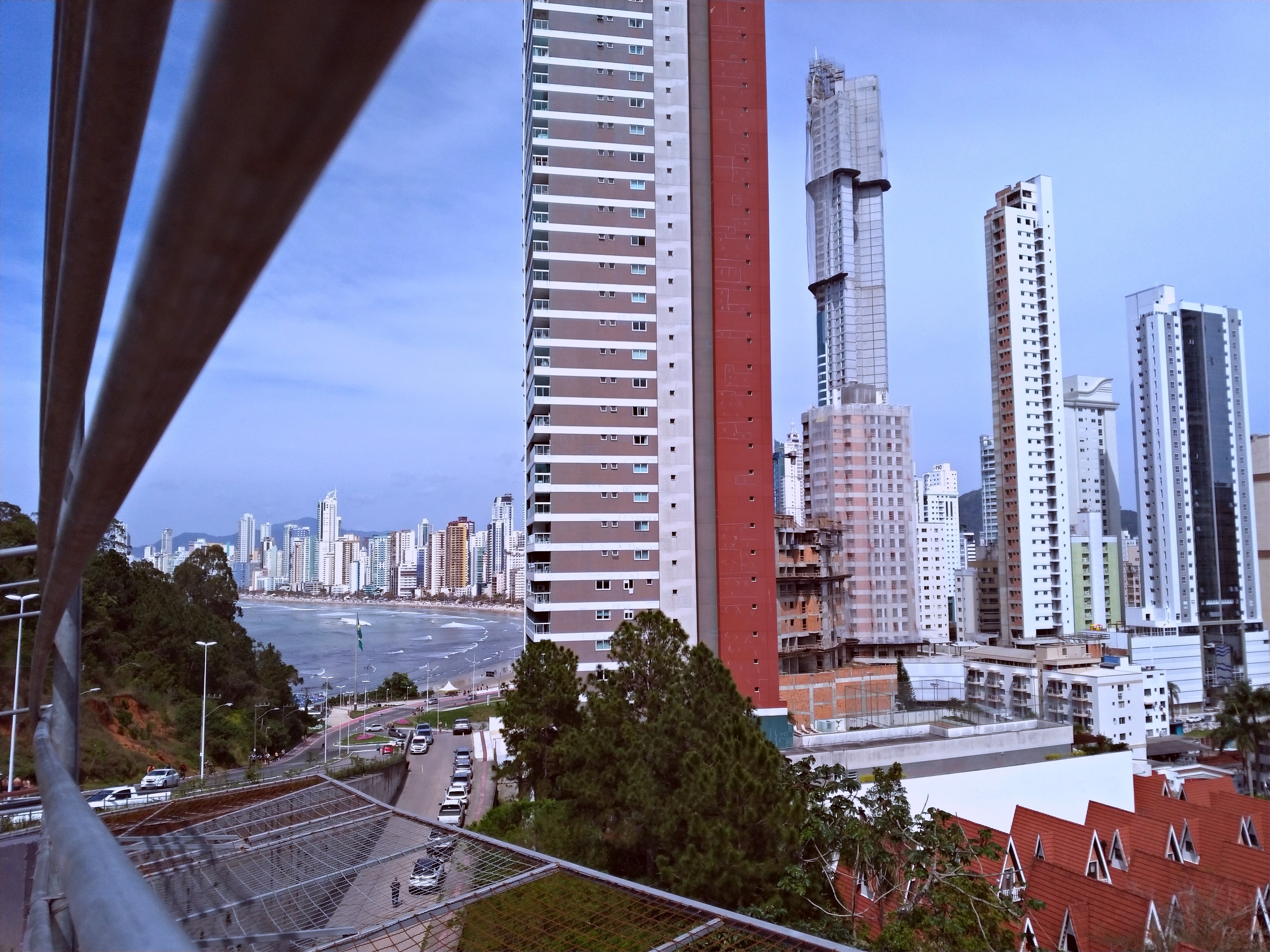 City skyline with beach and high-rise buildings HD Wallpaper