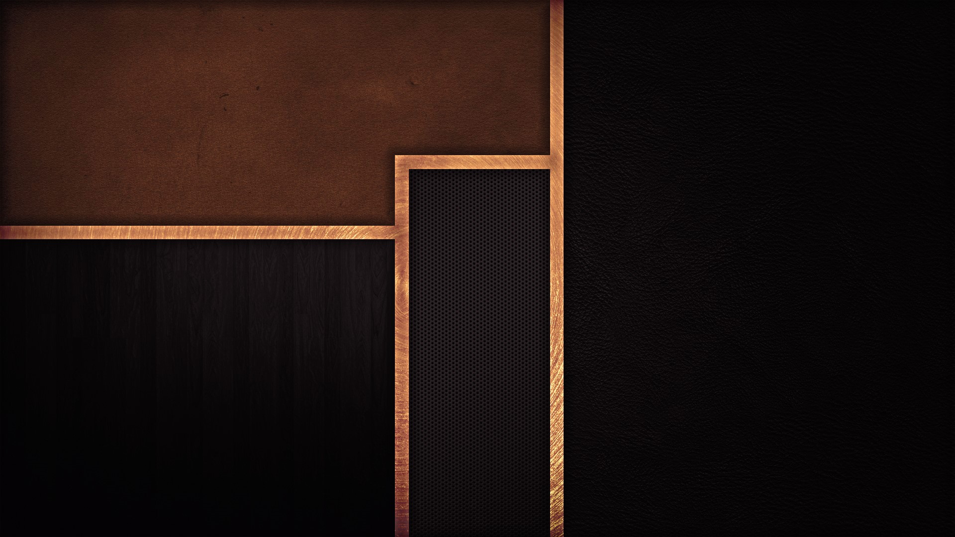 Geometric abstract with wood, metal, and leather textures HD Wallpaper