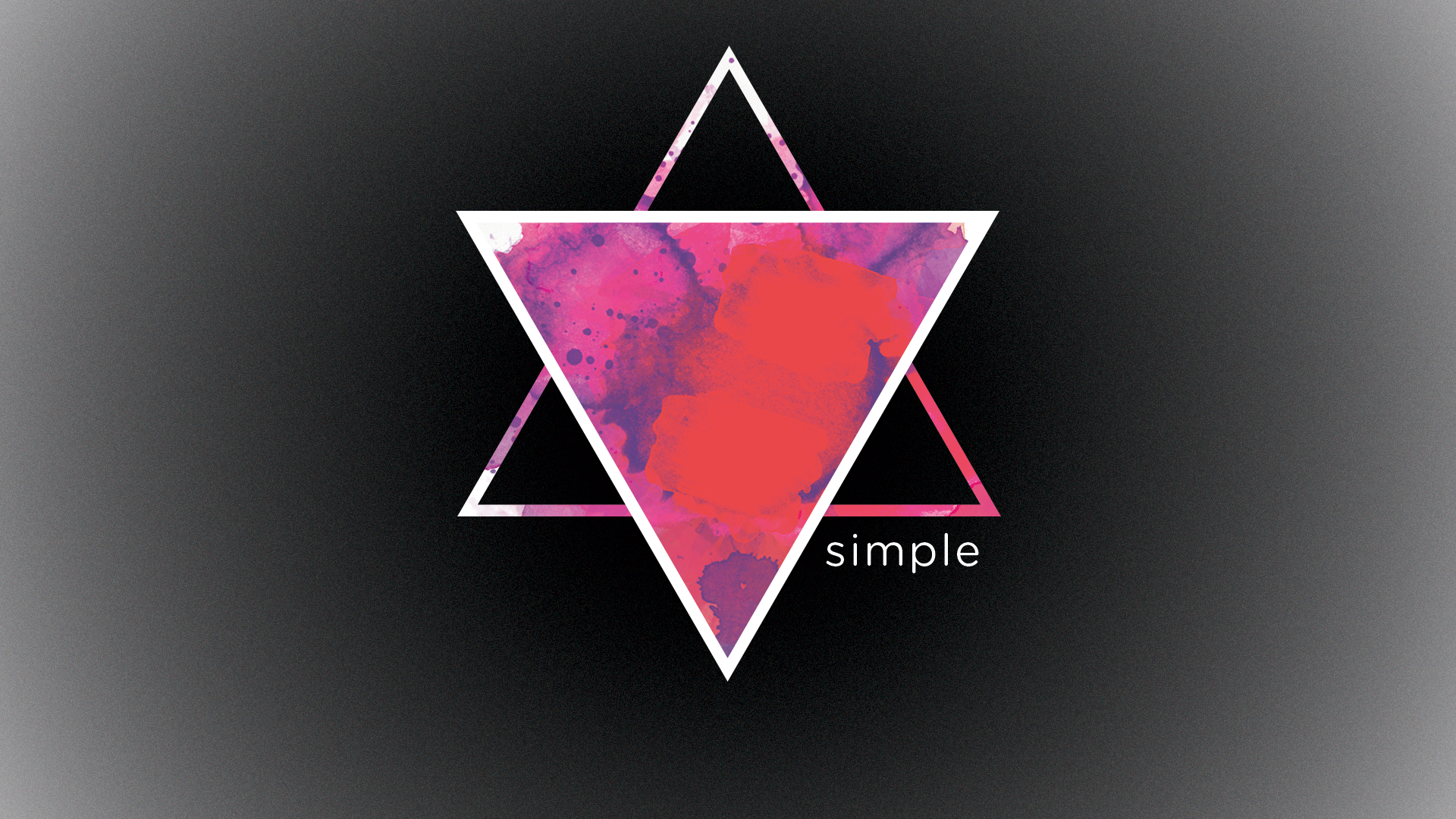Abstract geometric design with watercolor splashes and text HD Wallpaper