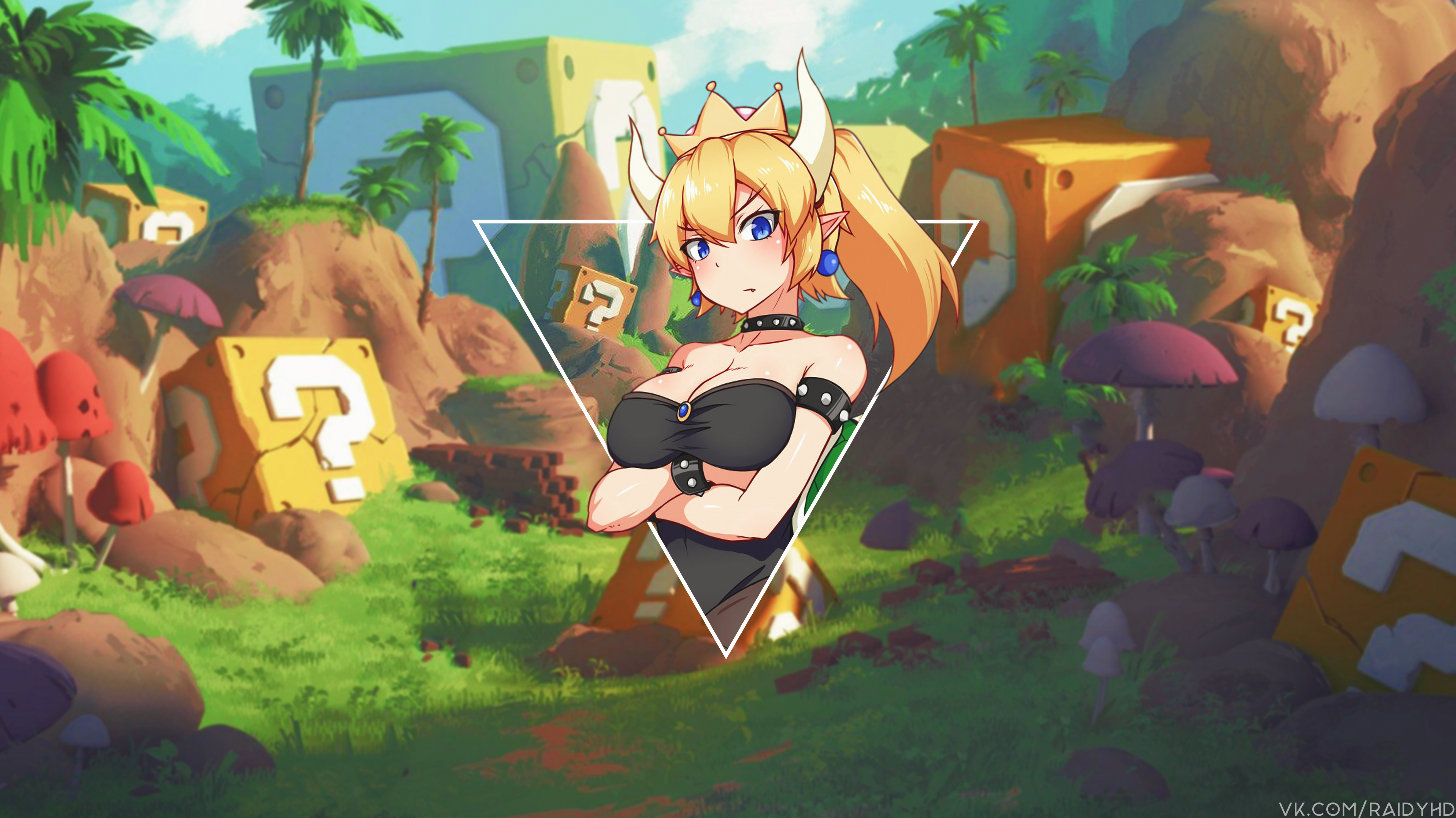 Bowsette from Super Mario in a jungle setting HD Wallpaper