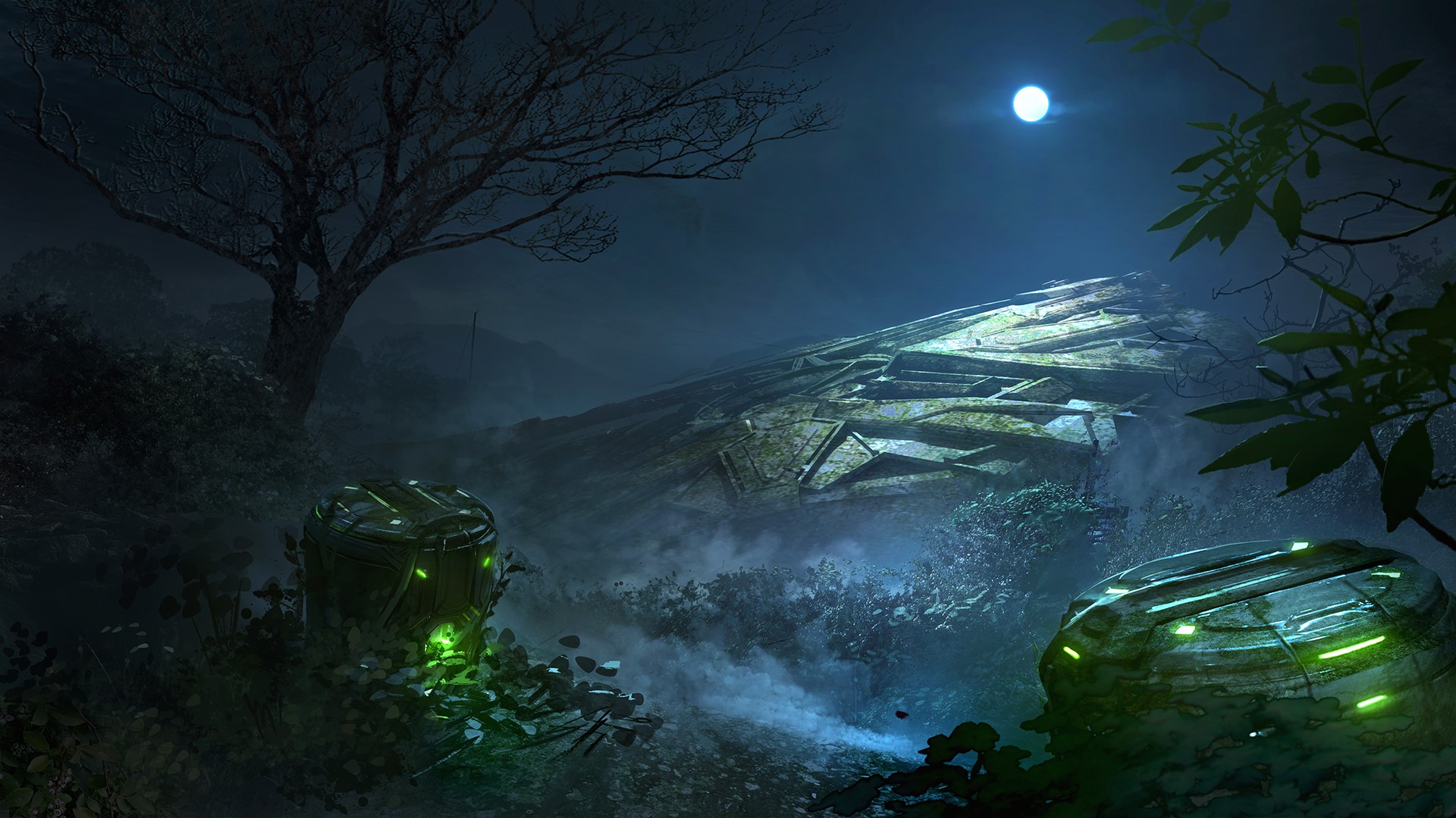 XCOM 2 concept art of crashed alien ship HD Wallpaper