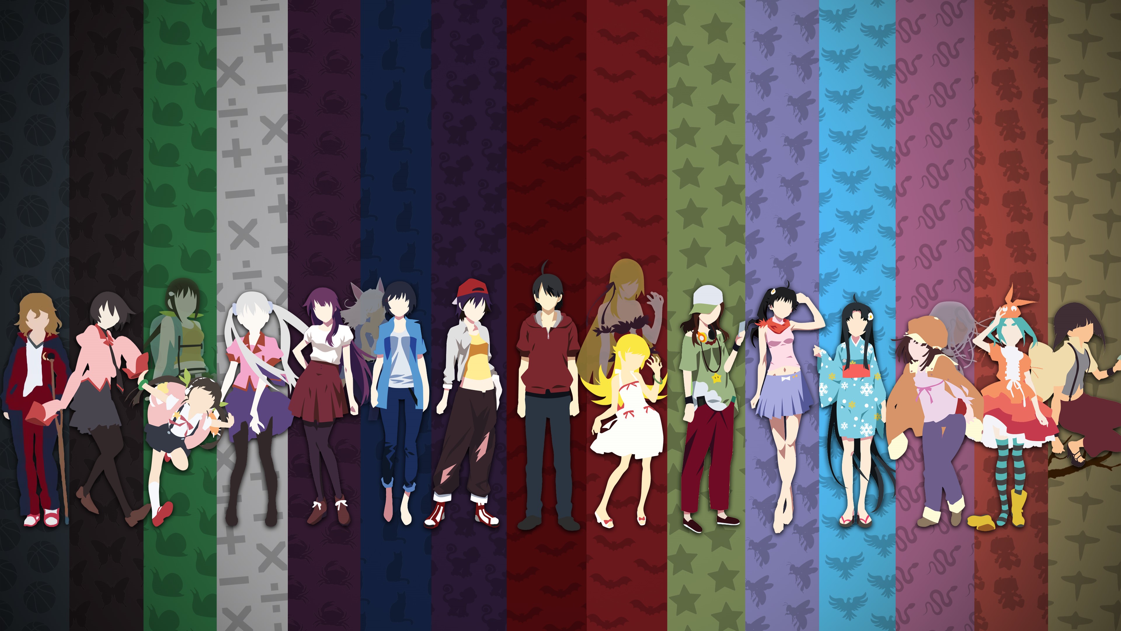 4K Monogatari Series Anime Girls Collection HD Wallpaper
