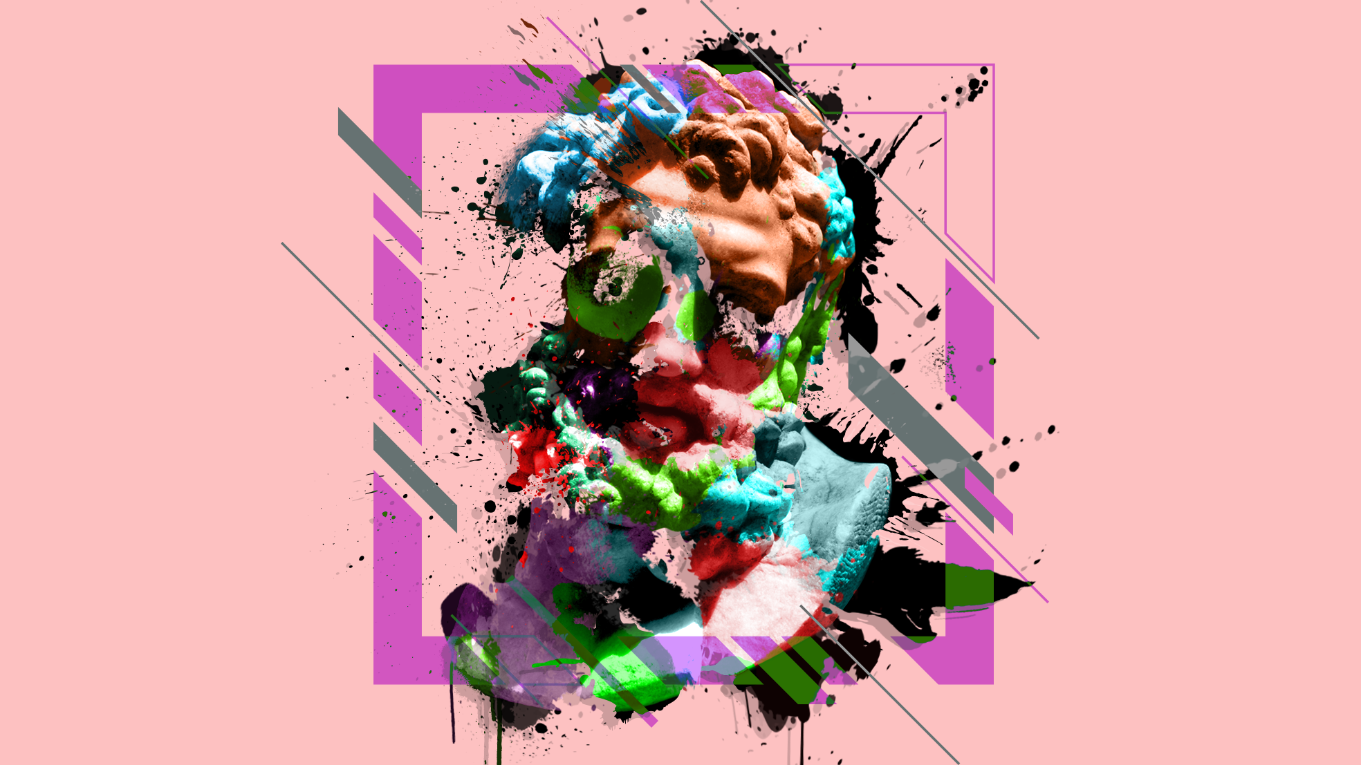 Abstract digital art of a colorful statue HD Wallpaper