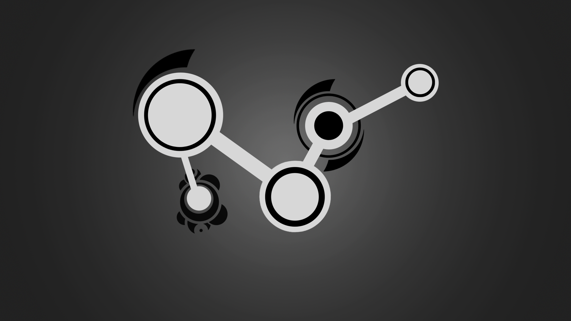 Minimalist monochrome abstract design with circles and lines HD Wallpaper