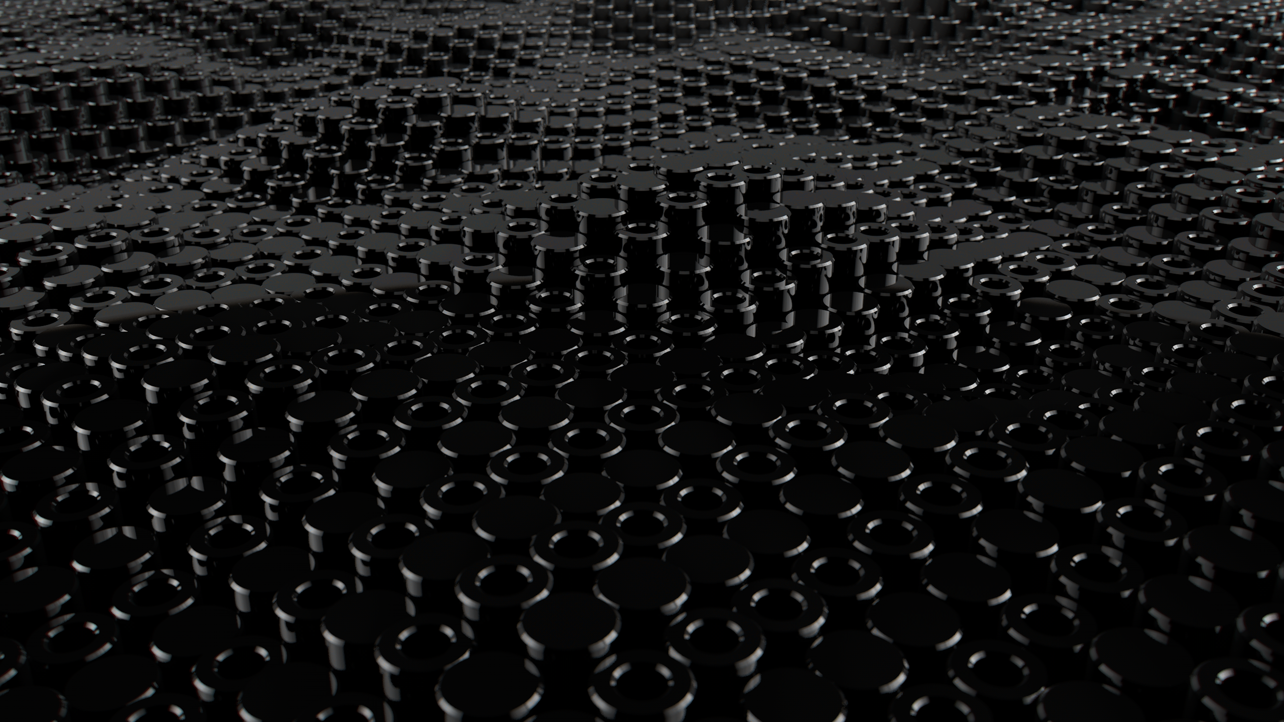 Abstract 3D monochrome wavy circles with reflection HD Wallpaper