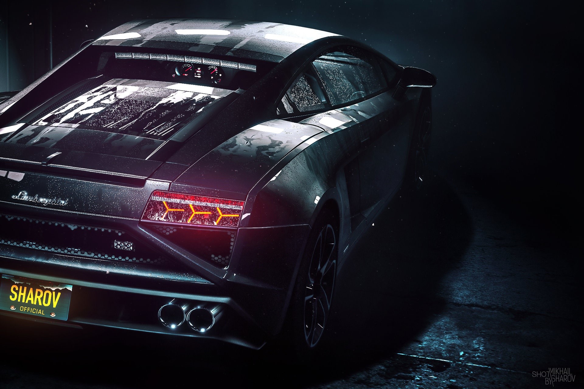 Black Lamborghini Gallardo with custom license plate HD Wallpaper
