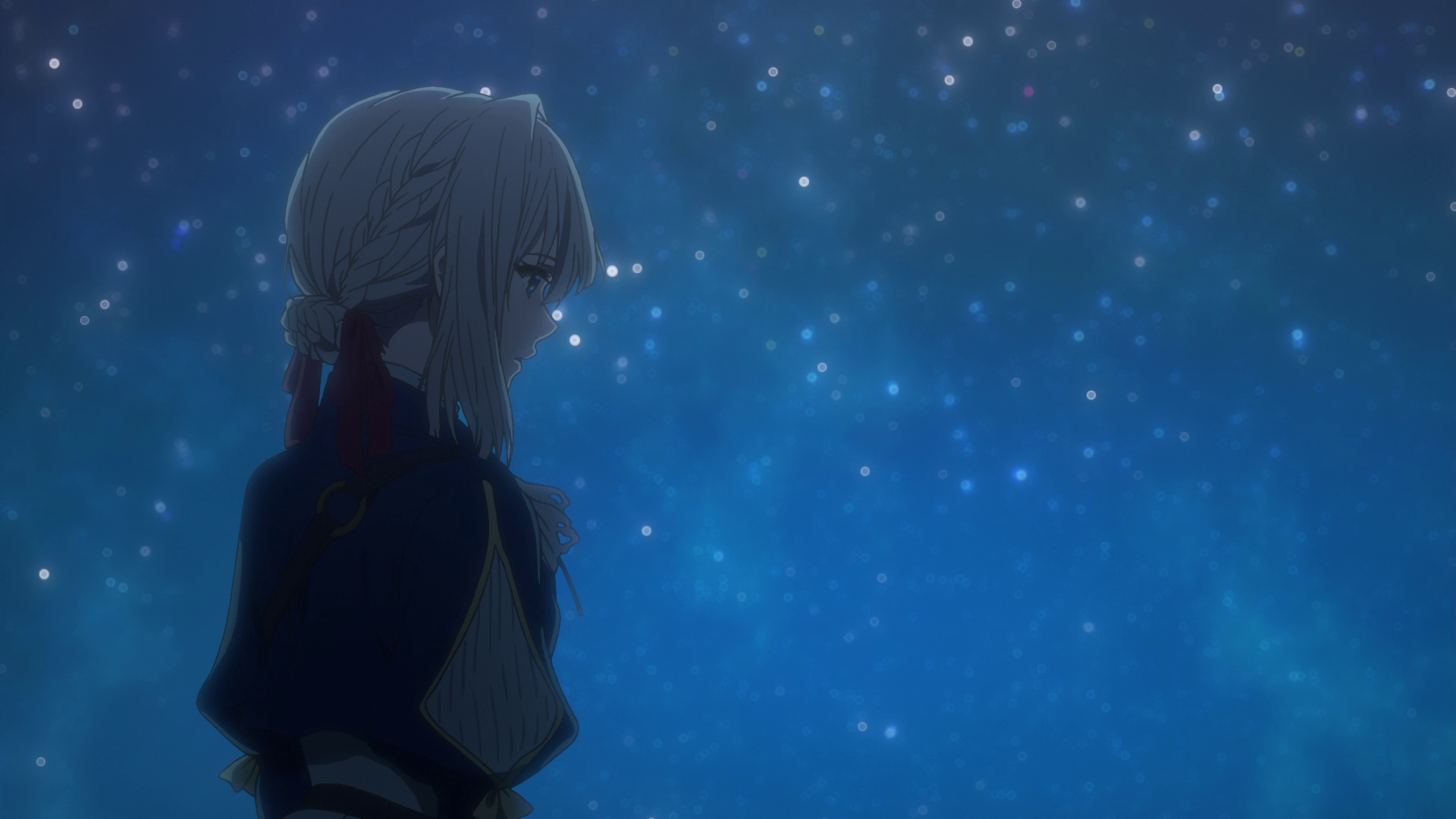 Violet Evergarden looking at the starry sky HD Wallpaper